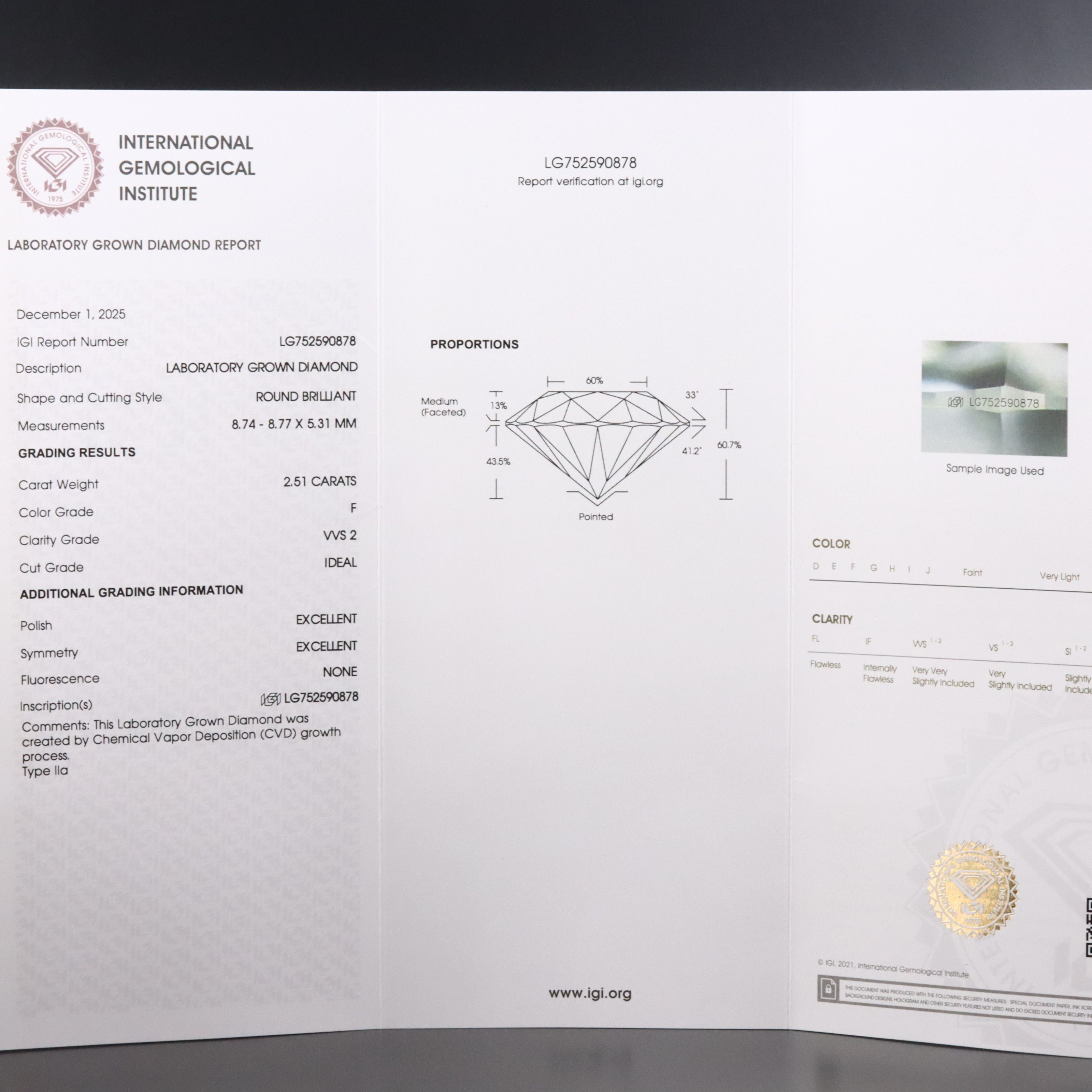 14K 5.02 CTW Lab Grown Diamond Stud Earrings with IGI Reports