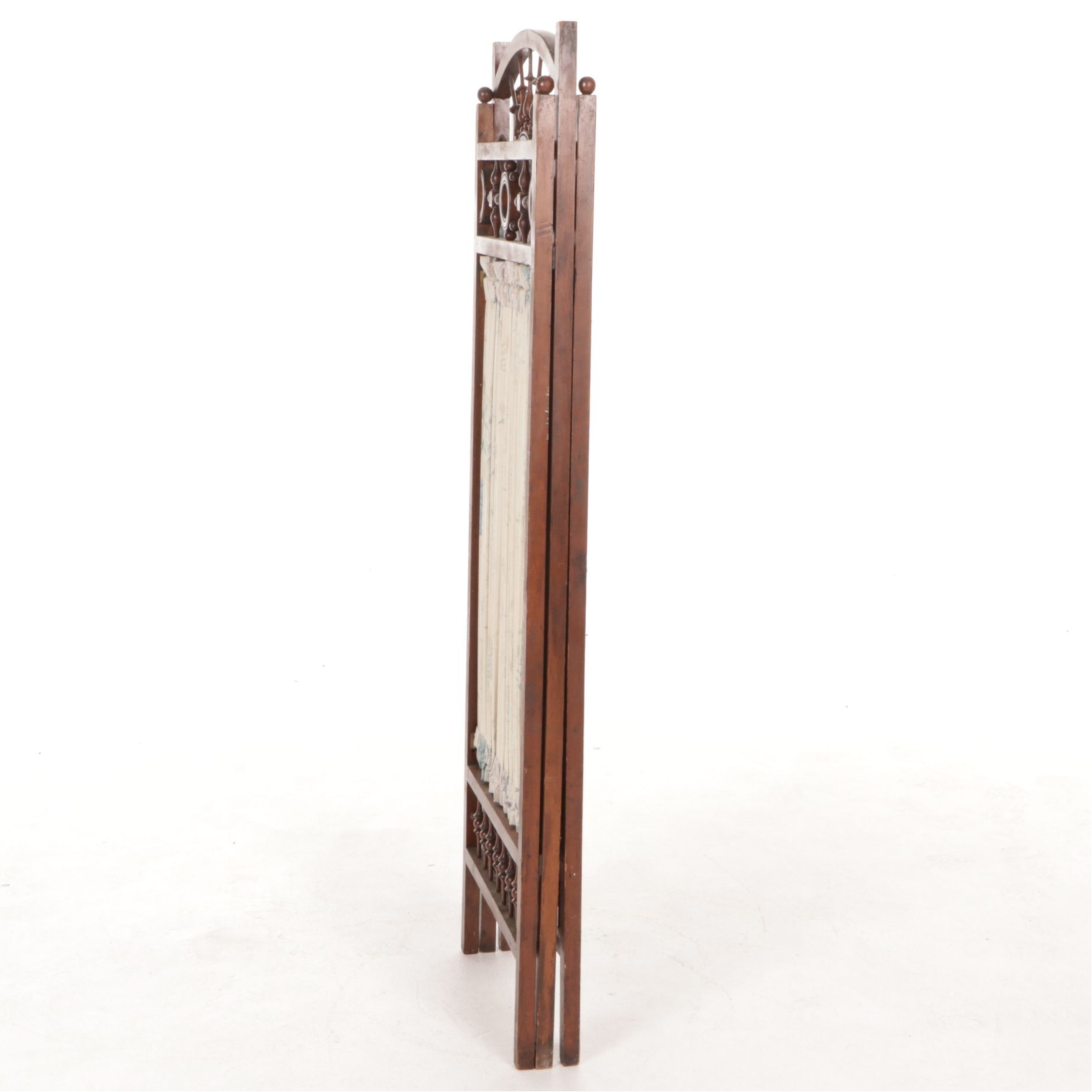 Eastlake Walnut Three-Panel Folding Screen with Fabric Panels