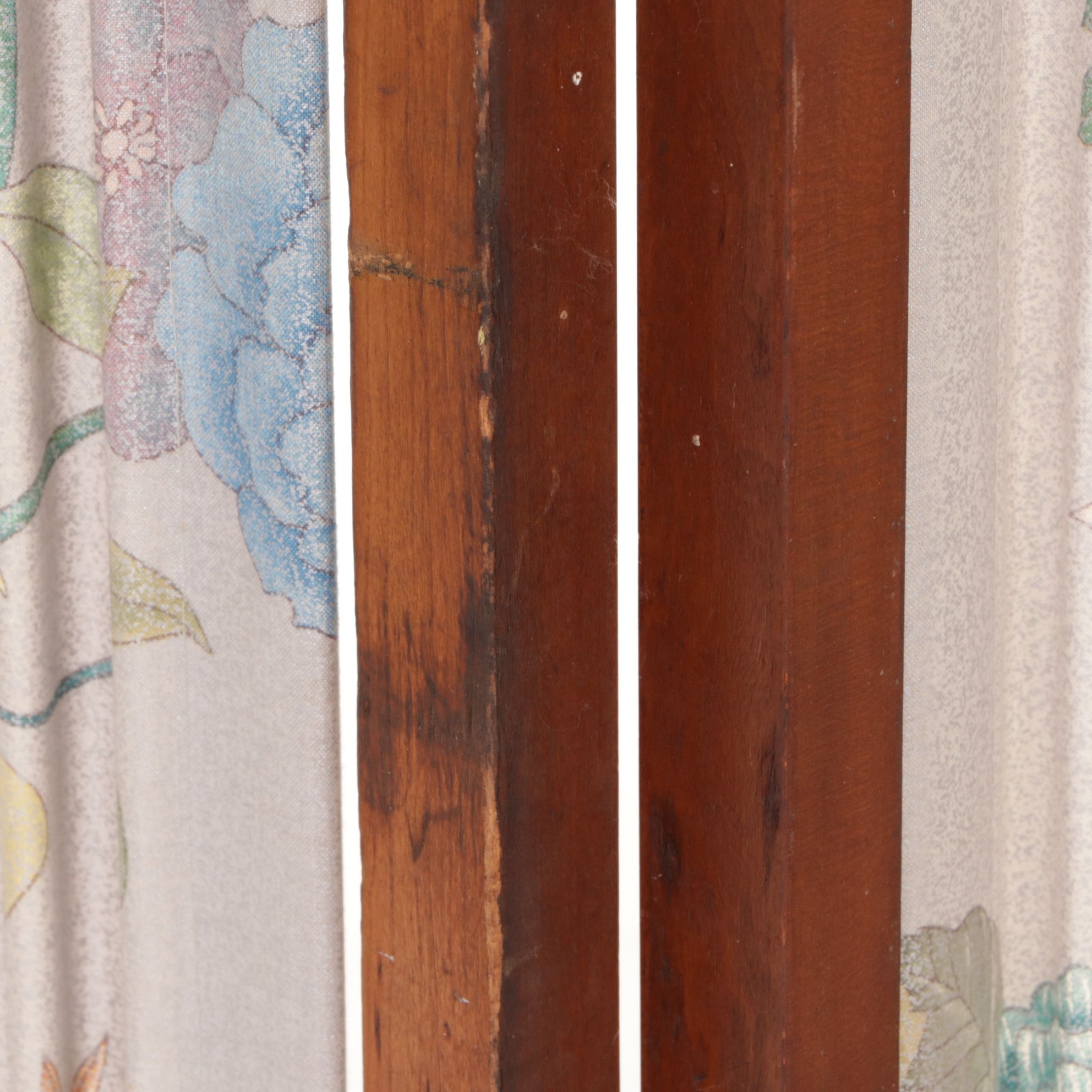 Eastlake Walnut Three-Panel Folding Screen with Fabric Panels