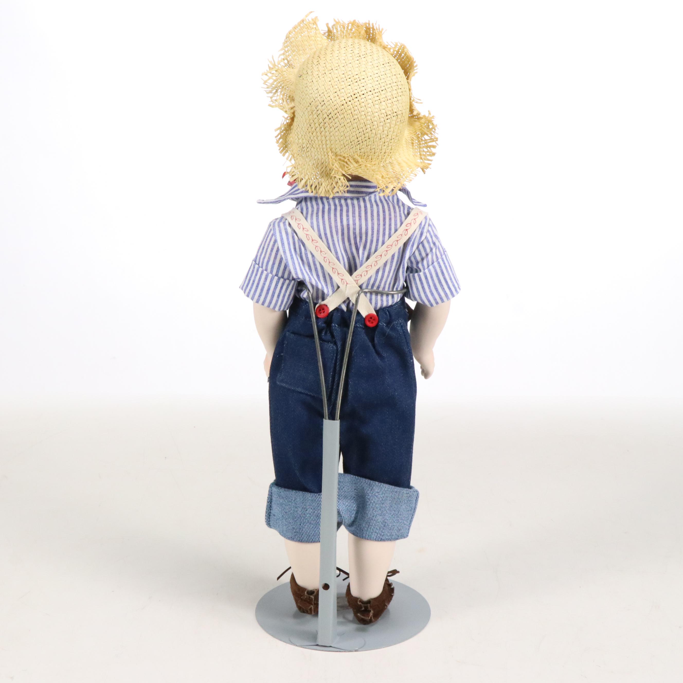 Dolls by Jerri Huckleberry Finn and German Boy with Teddy Bear Porcelain Dolls