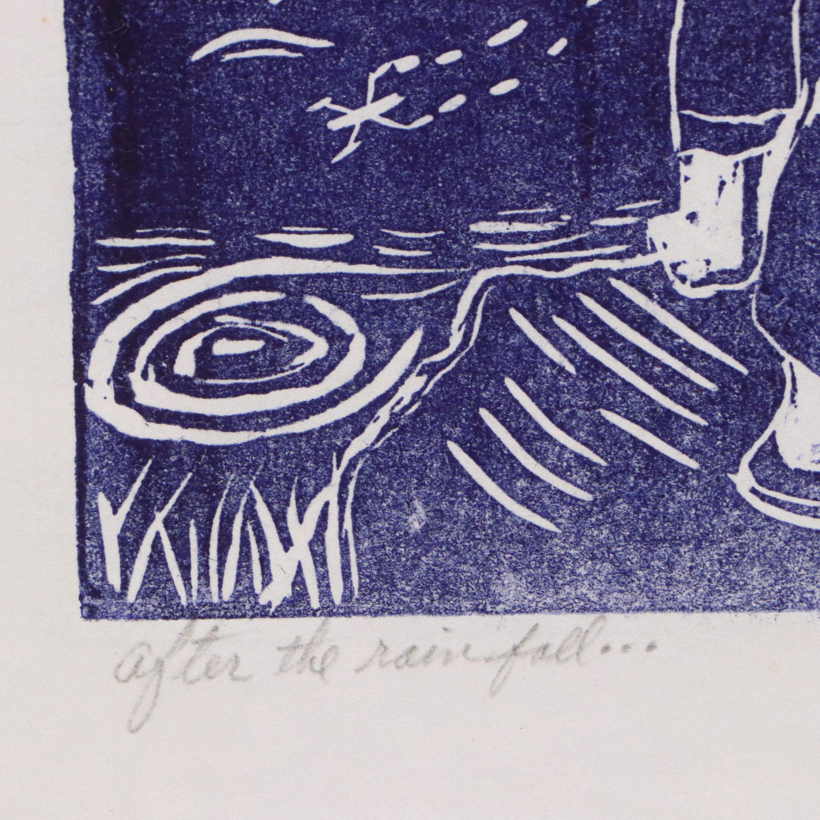 Kazuko Miyamoto Woodblock "After the Rainfall," Late 20th Century