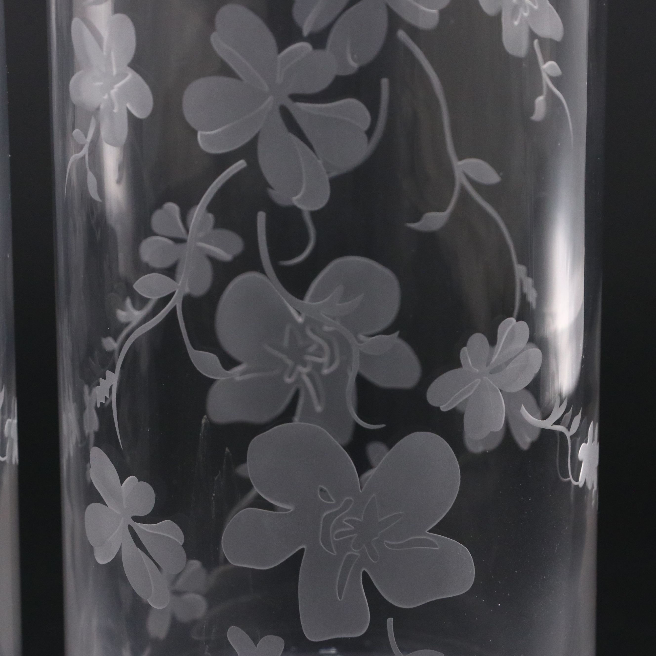 Waterford Crystal "Flora" Marquis Collection Vases with Other Etched Glass Vase