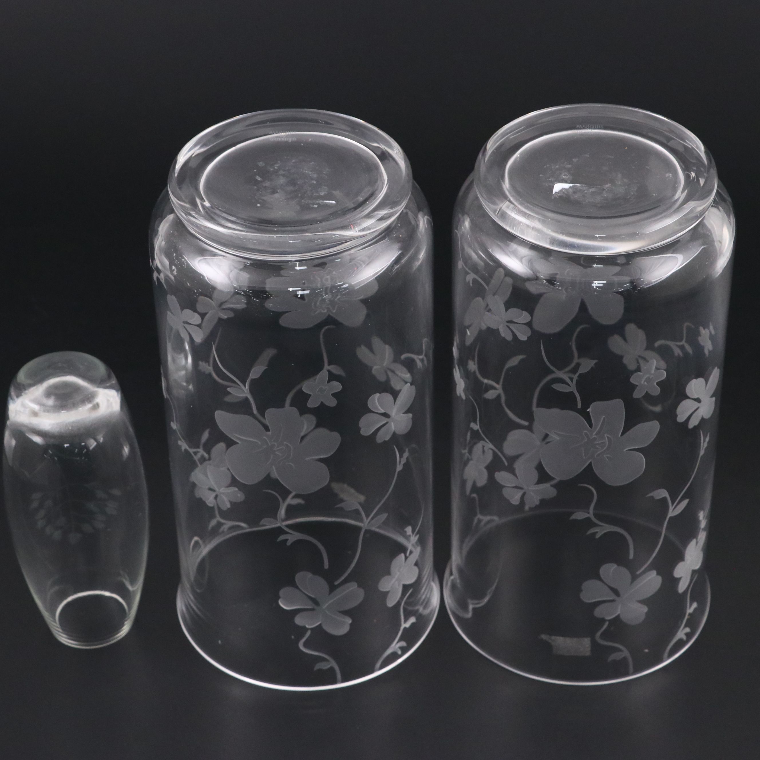 Waterford Crystal "Flora" Marquis Collection Vases with Other Etched Glass Vase