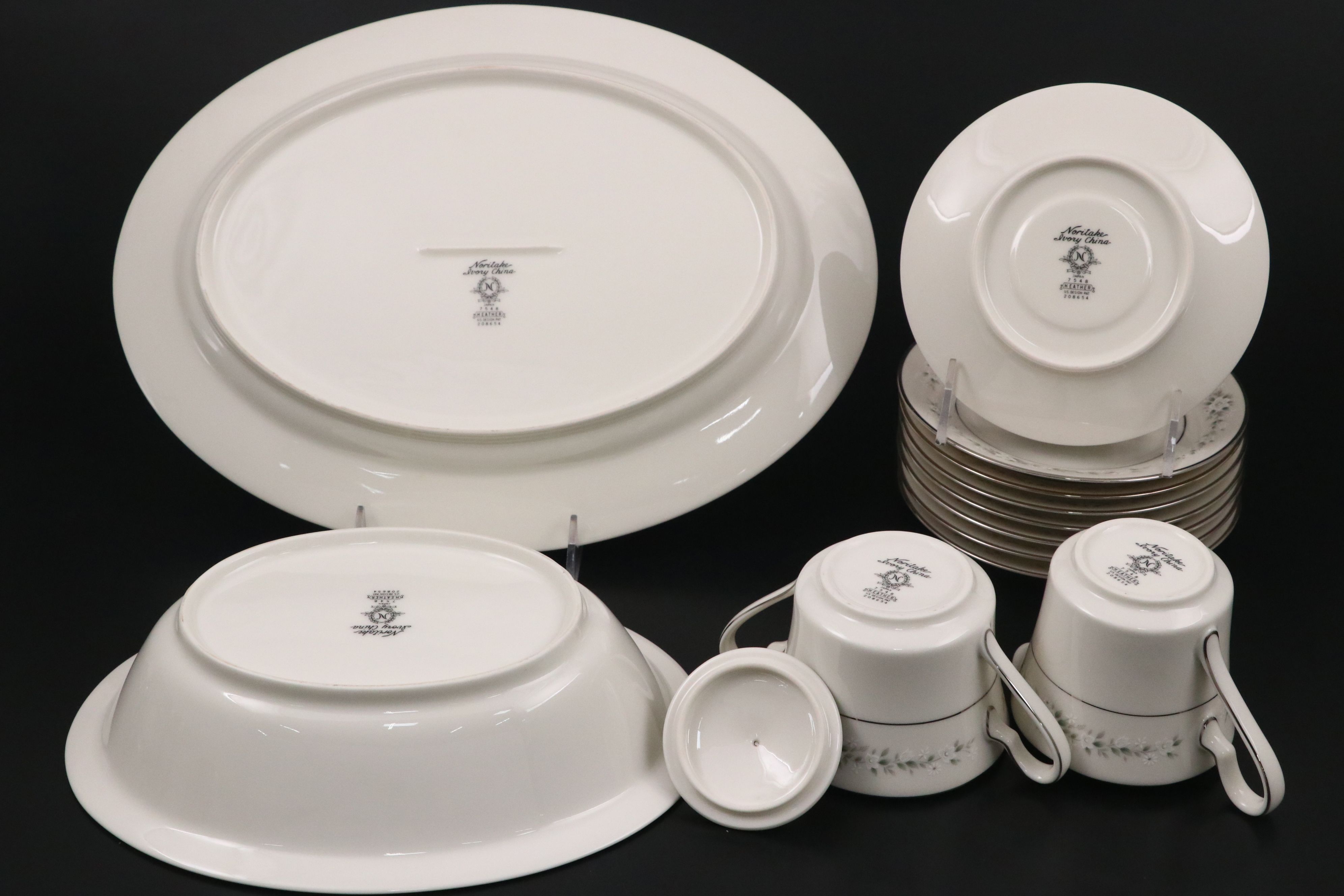 Noritake "Heather" Porcelain Dinnerware and Serving Pieces, 1966-1989