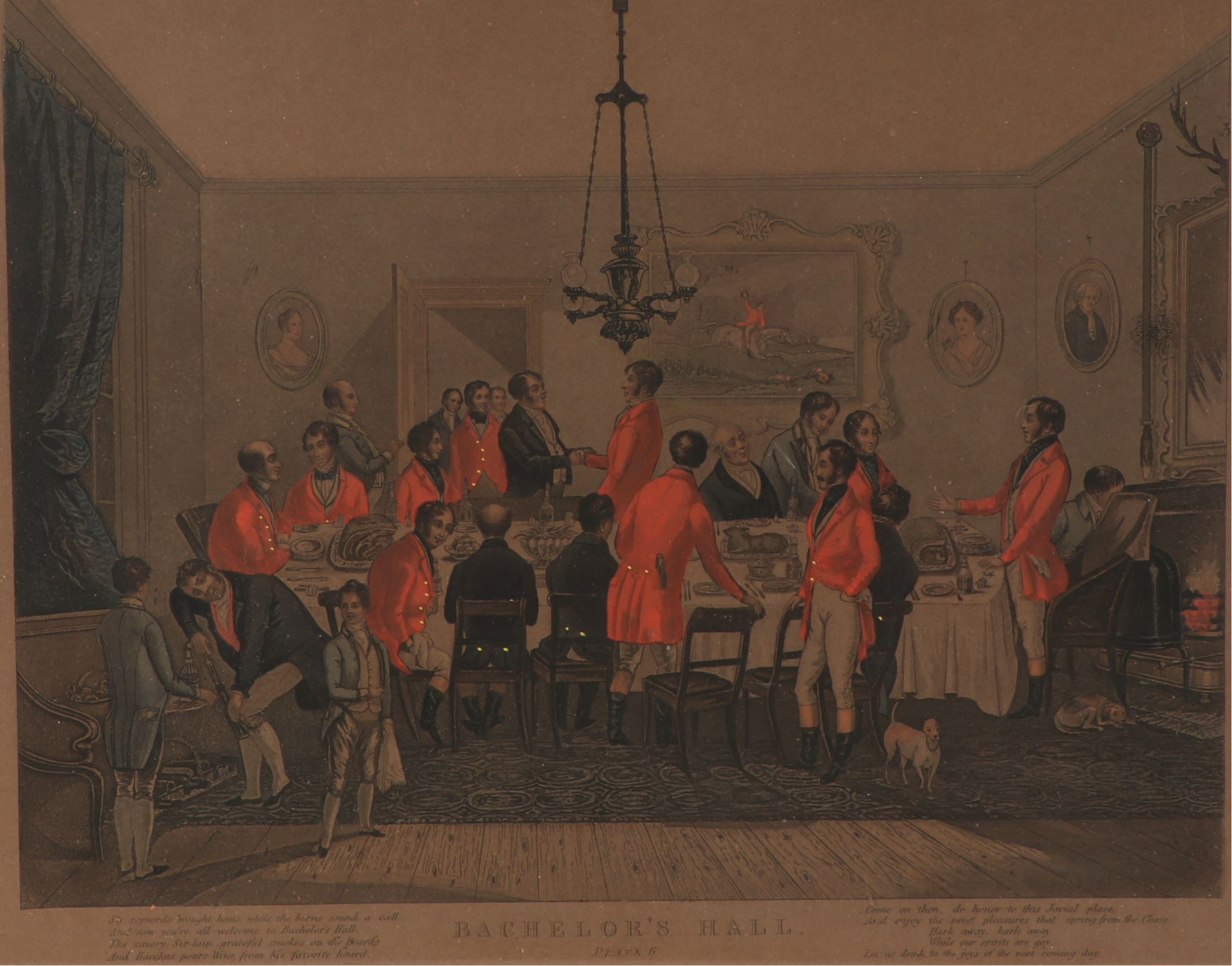 After Francis Calcraft Turner Hand-Colored Engraving "Bachelor's Hall"