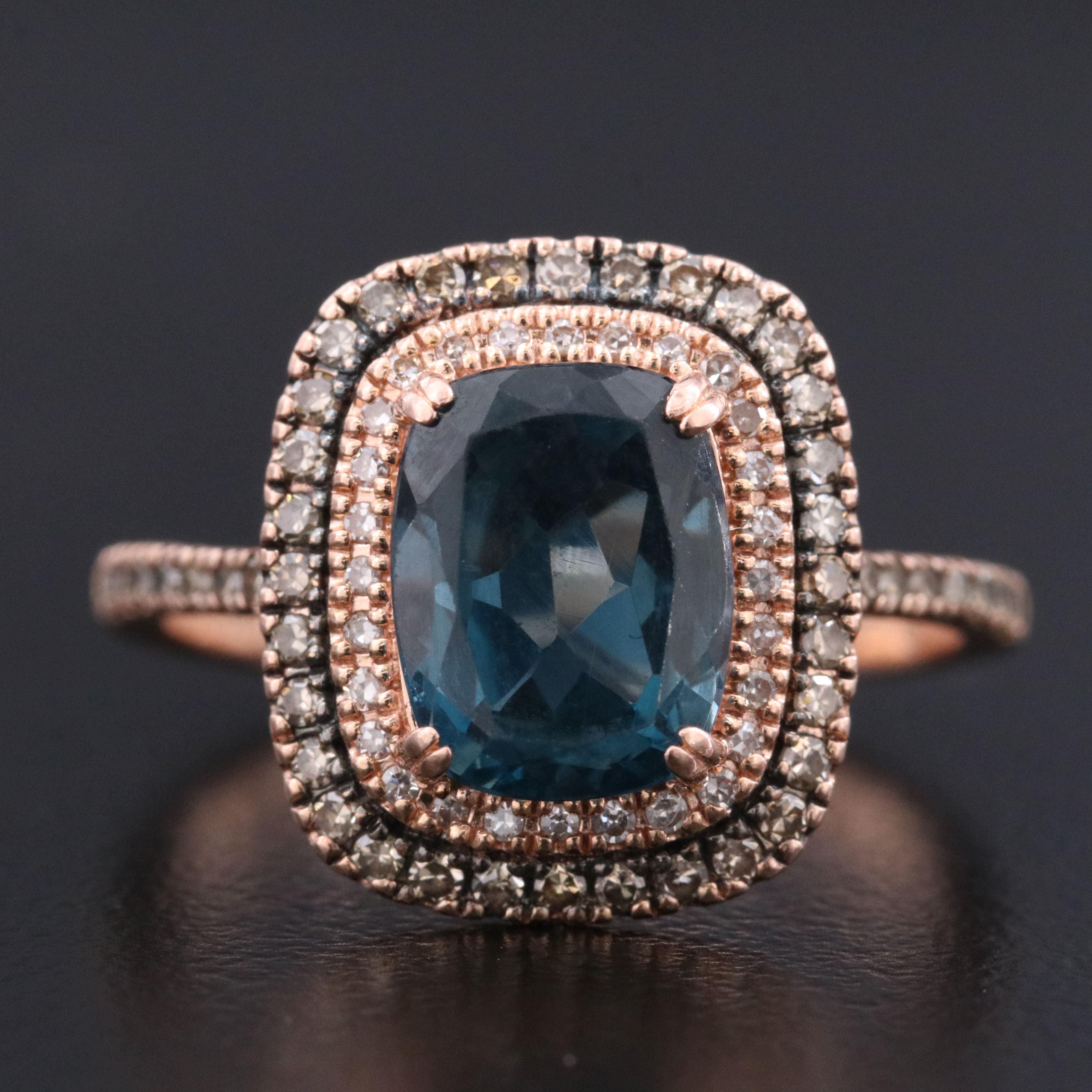 14K Rose Gold Topaz and Diamond Ring