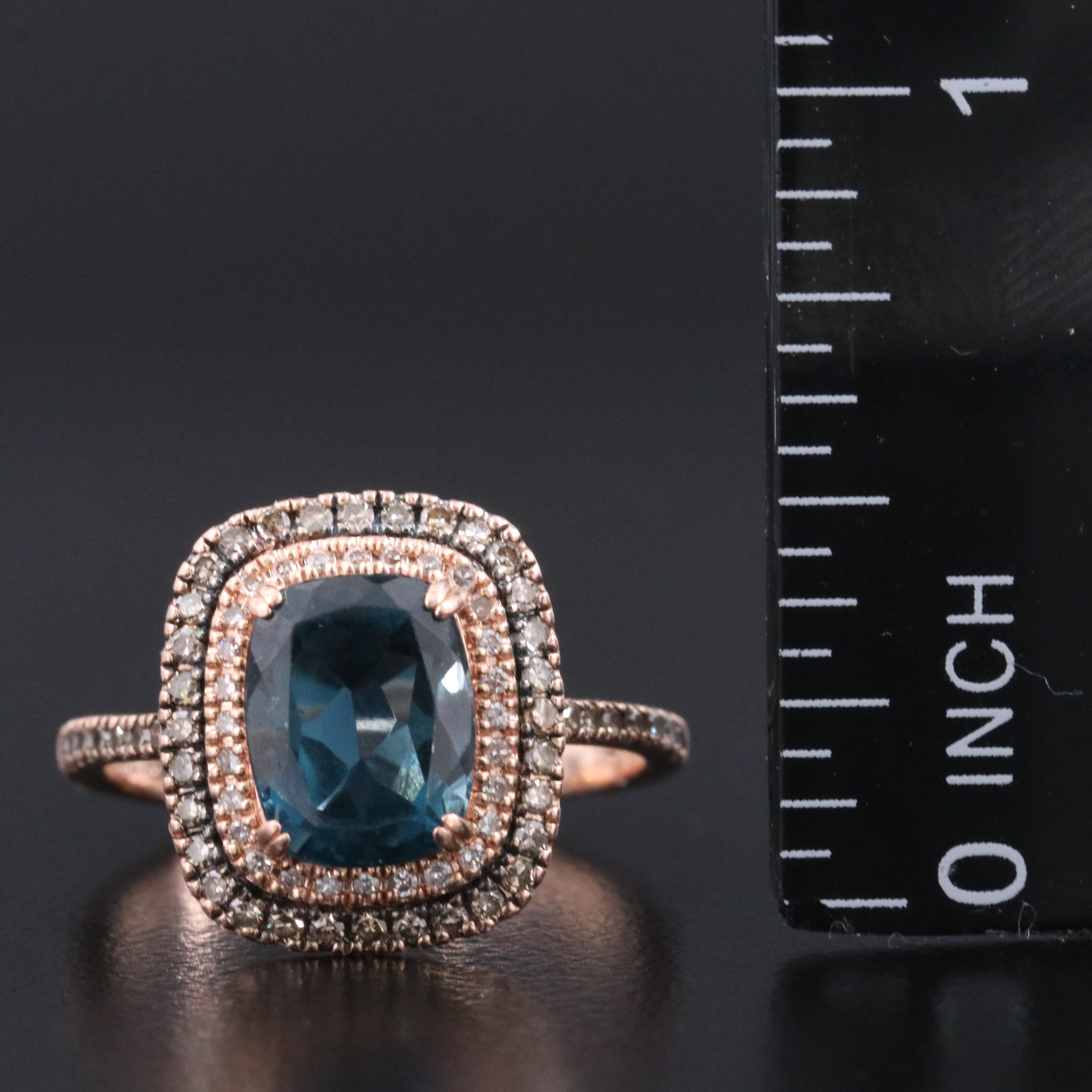 14K Rose Gold Topaz and Diamond Ring