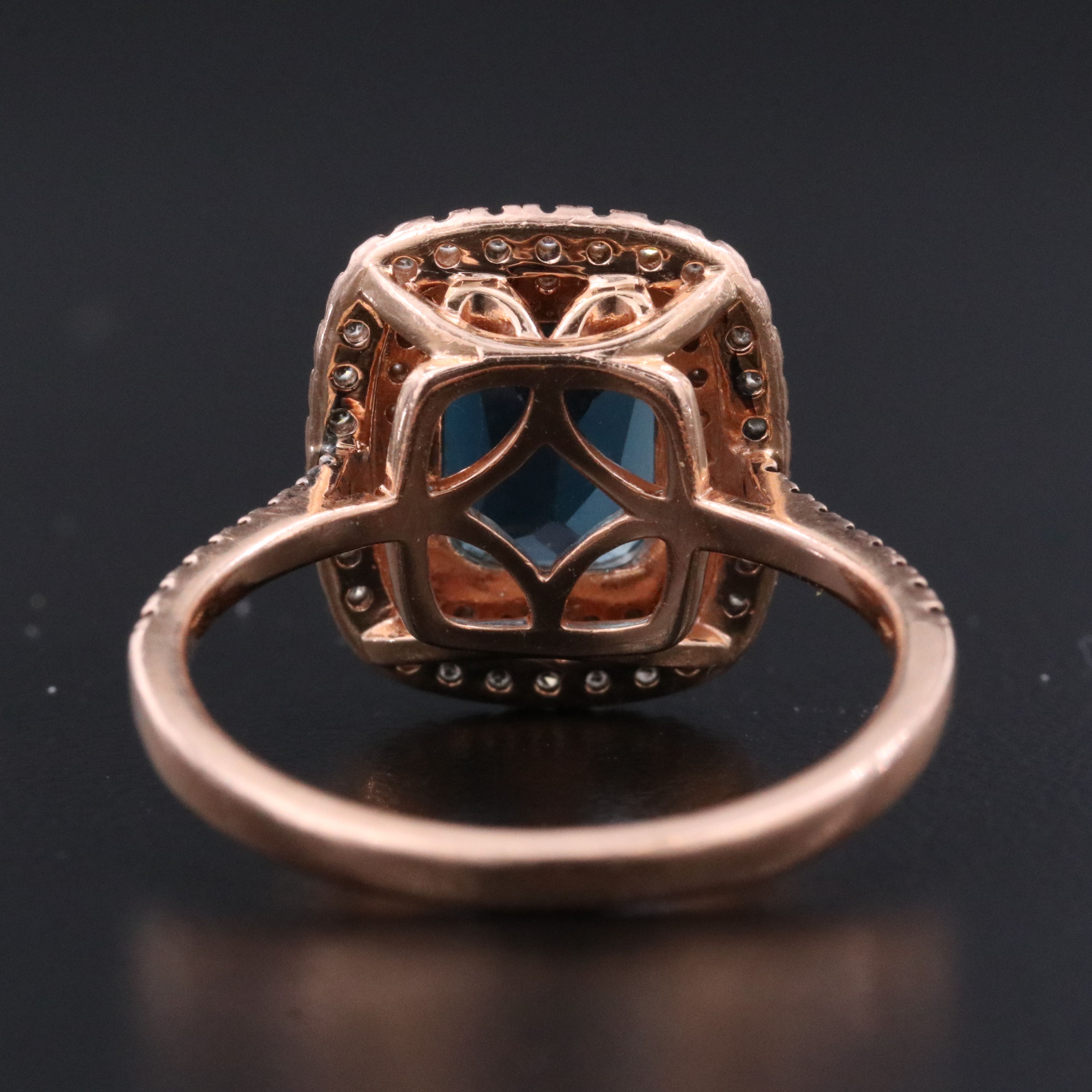 14K Rose Gold Topaz and Diamond Ring