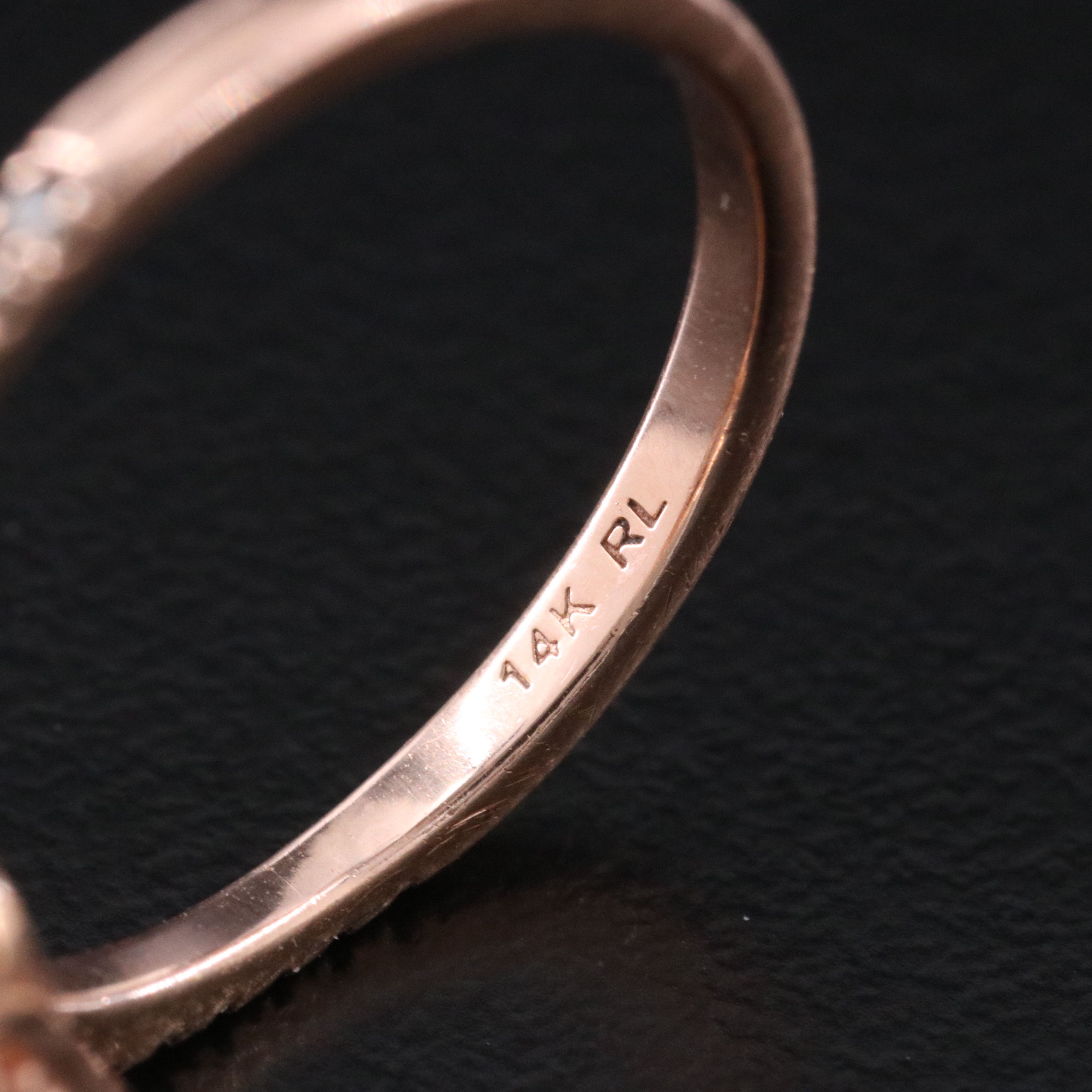 14K Rose Gold Topaz and Diamond Ring