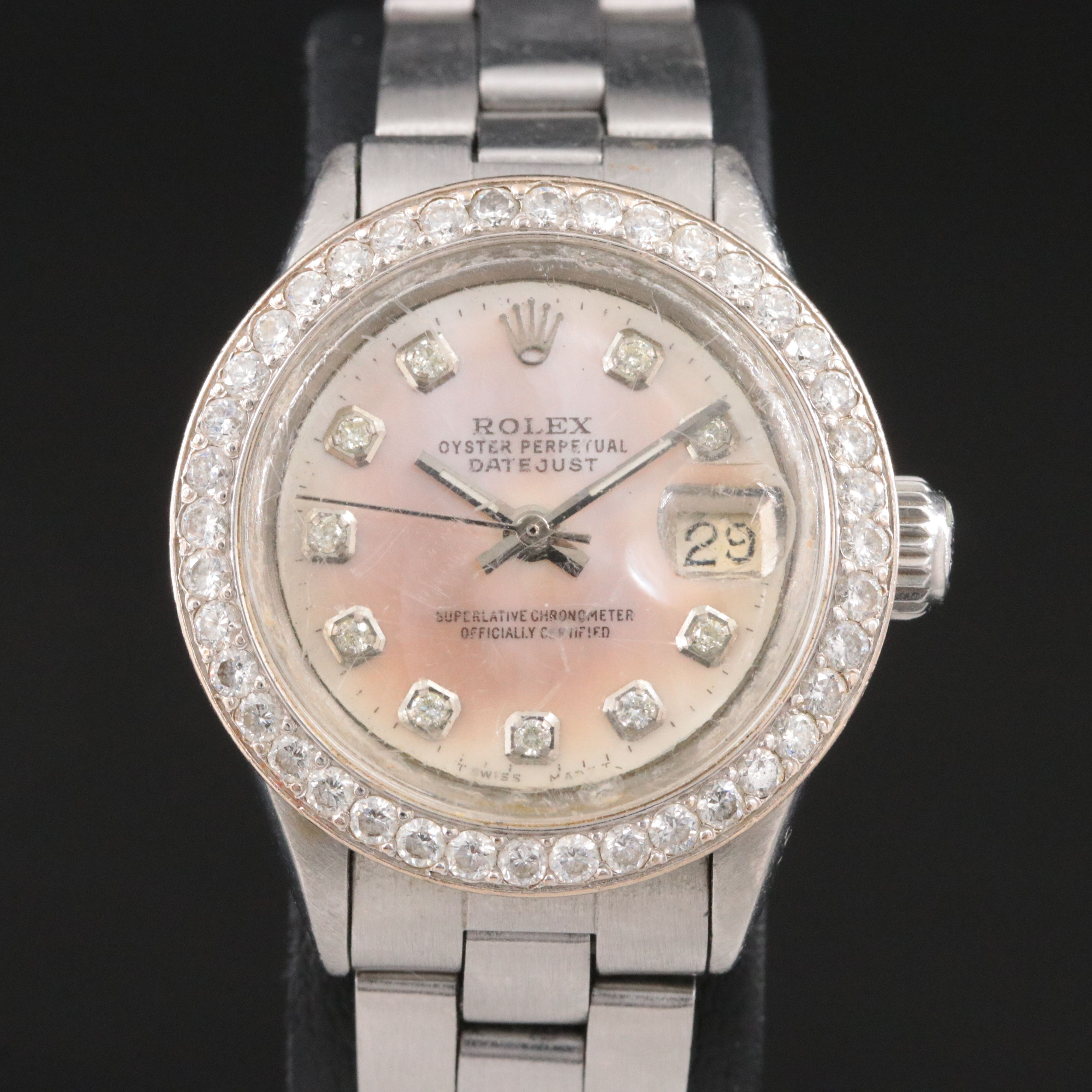 Rolex Datejust 6517 Custom Diamond Vintage Watch c.1969