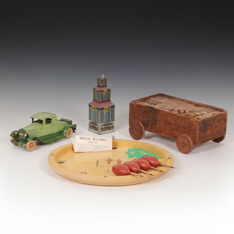 Marx "Dare Devil Flyer" Tin Litho Tower and Other Toys