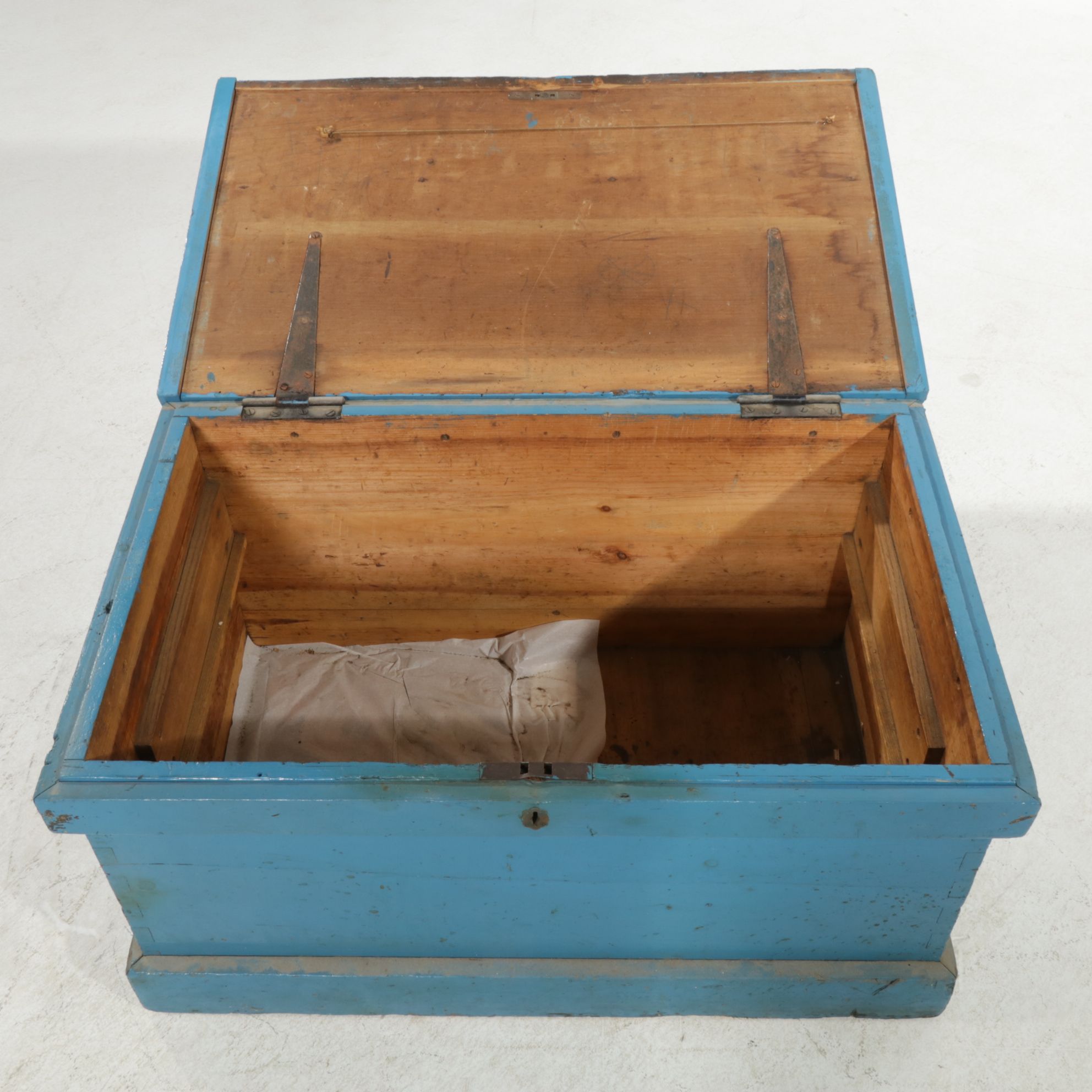 Blue-Painted Foot Locker, Mid-20th Century