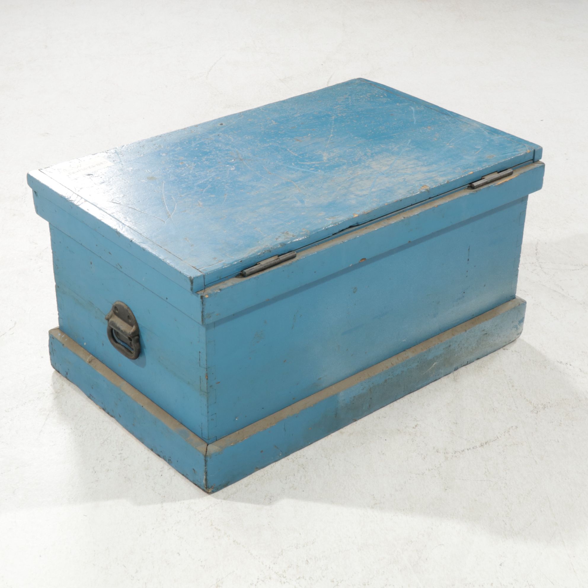 Blue-Painted Foot Locker, Mid-20th Century