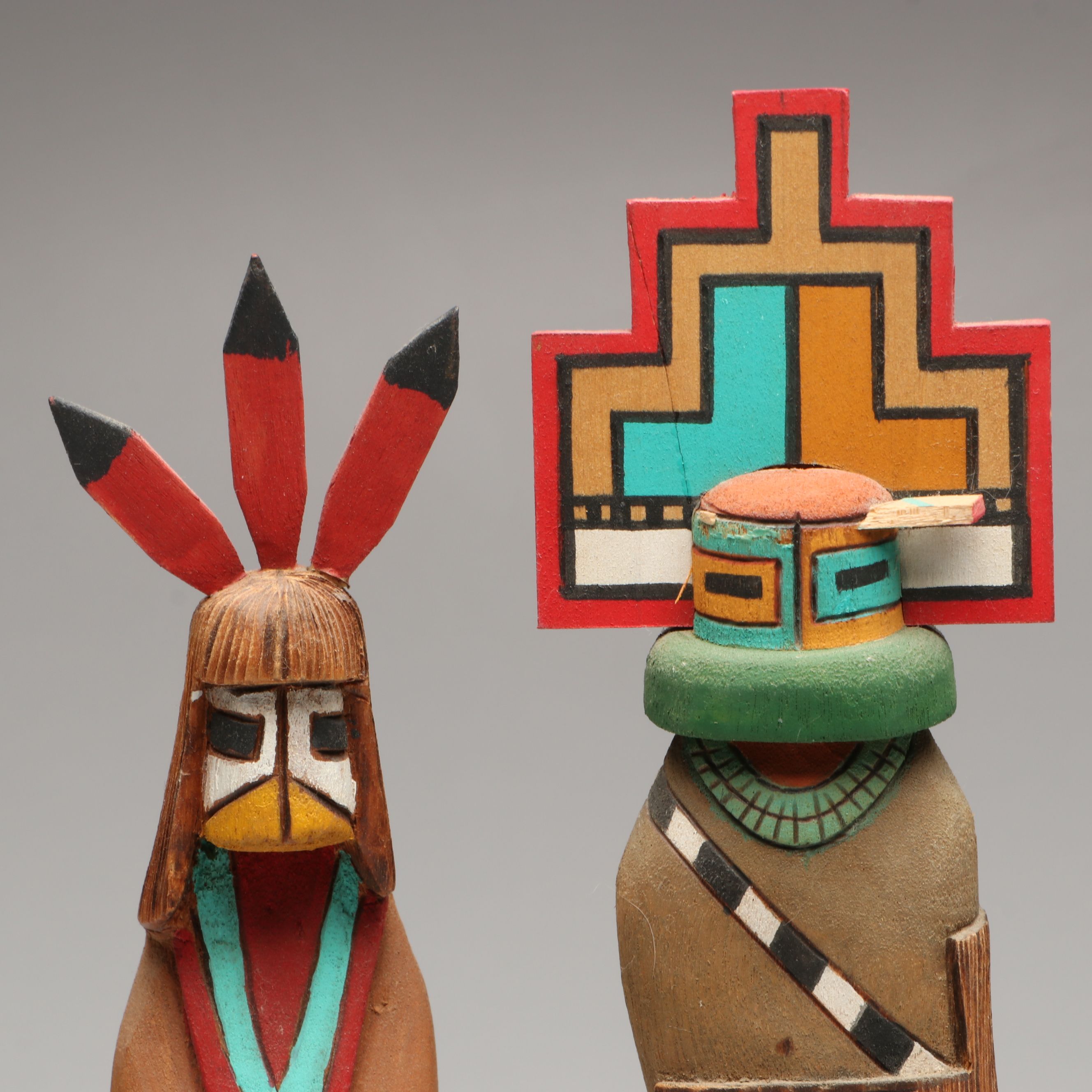Ron Koopee "Morning Singer" with Other Hopi Kachina Carvings, 20th Century