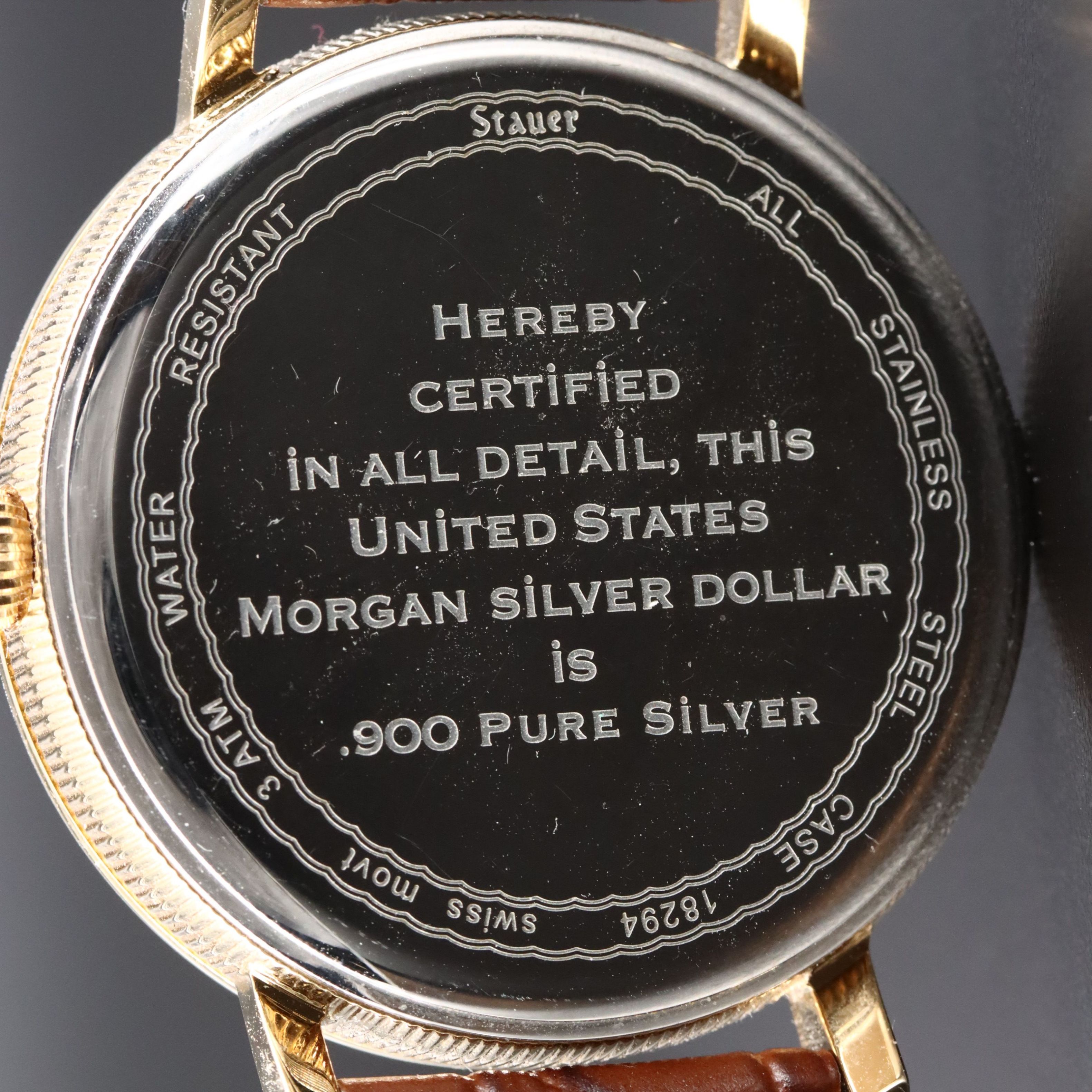 Stauer 1921 Morgan Silver Dollar Dial Stainless Steel Watch