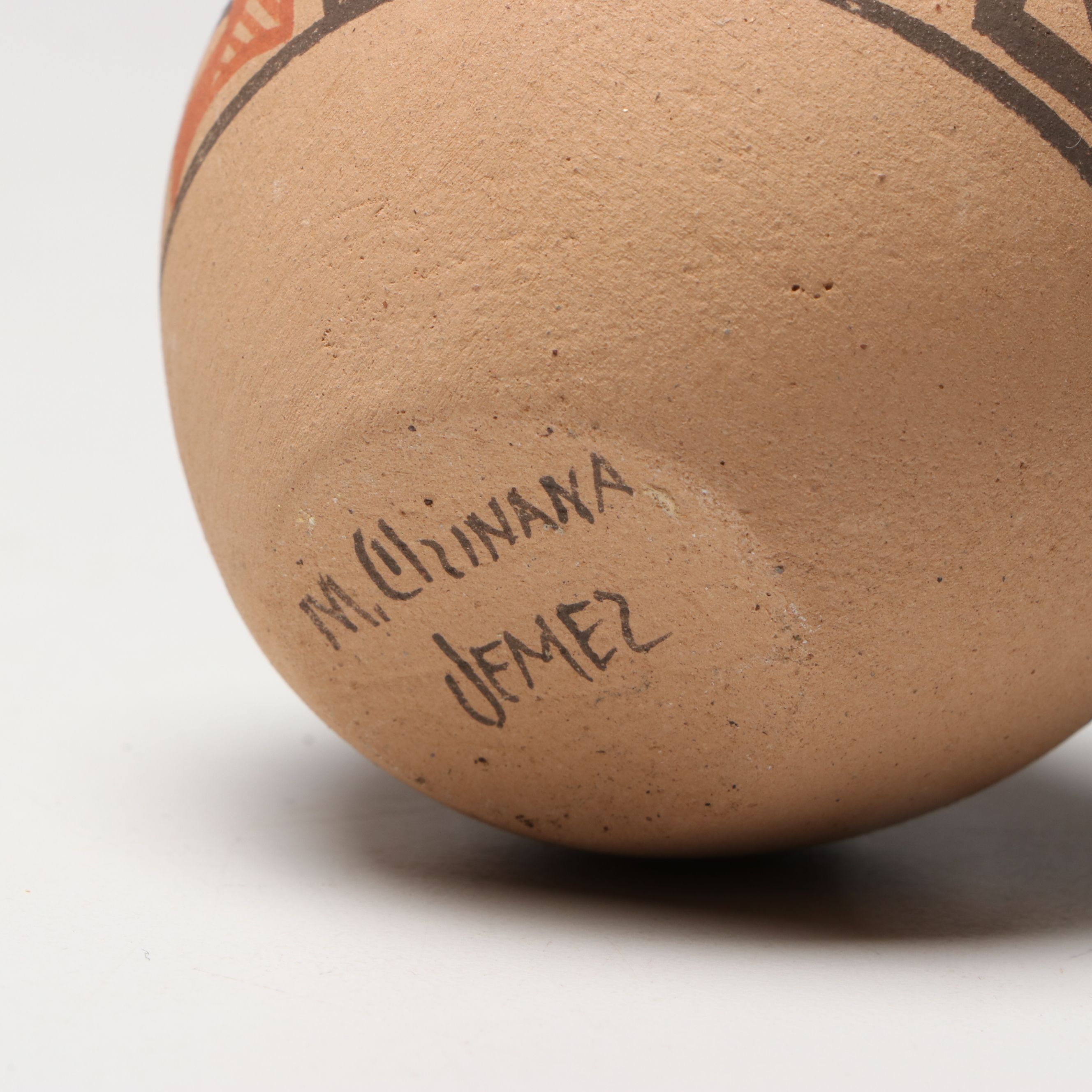 B. Toya Jemez Pueblo Earthernware Seed Pot with Earthenware Vases