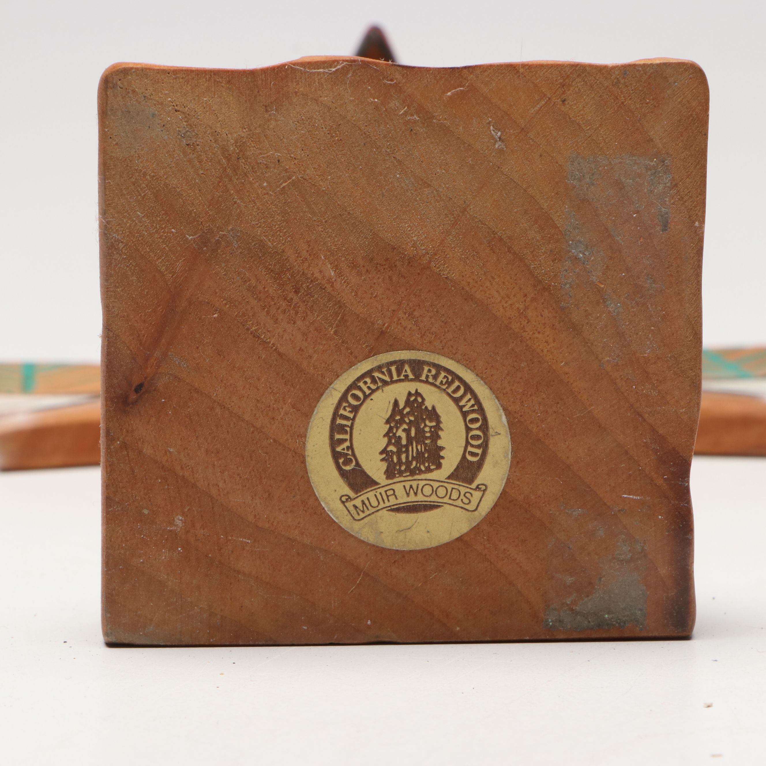 Muir Woods Redwood Totem Pole Souvenir with Handwoven Basket and Tray