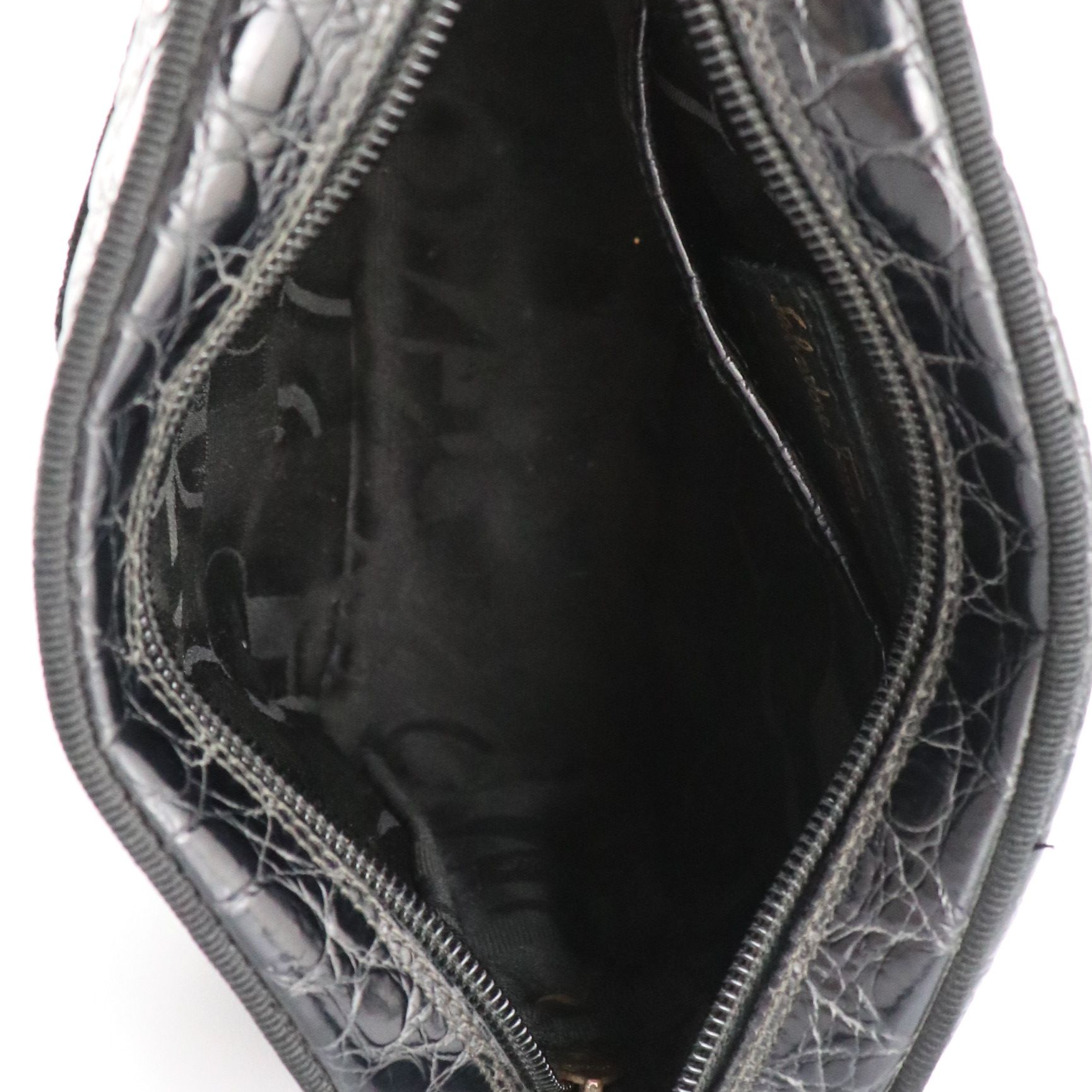 Salvatore Ferragamo Small Vara Crossbody Bag in Shiny Black Crocodile Leather