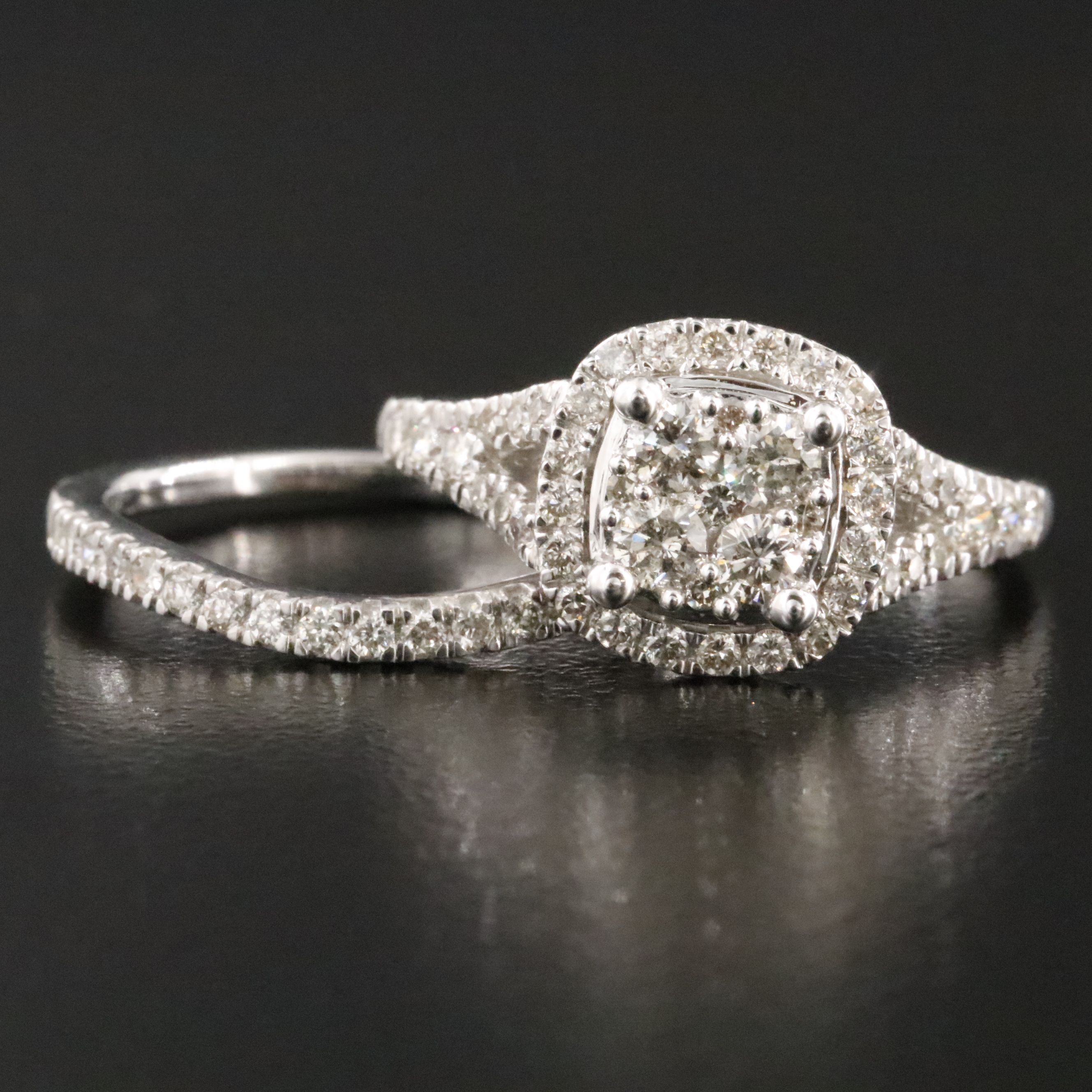 14K 0.95 CTW Diamond Ring Set