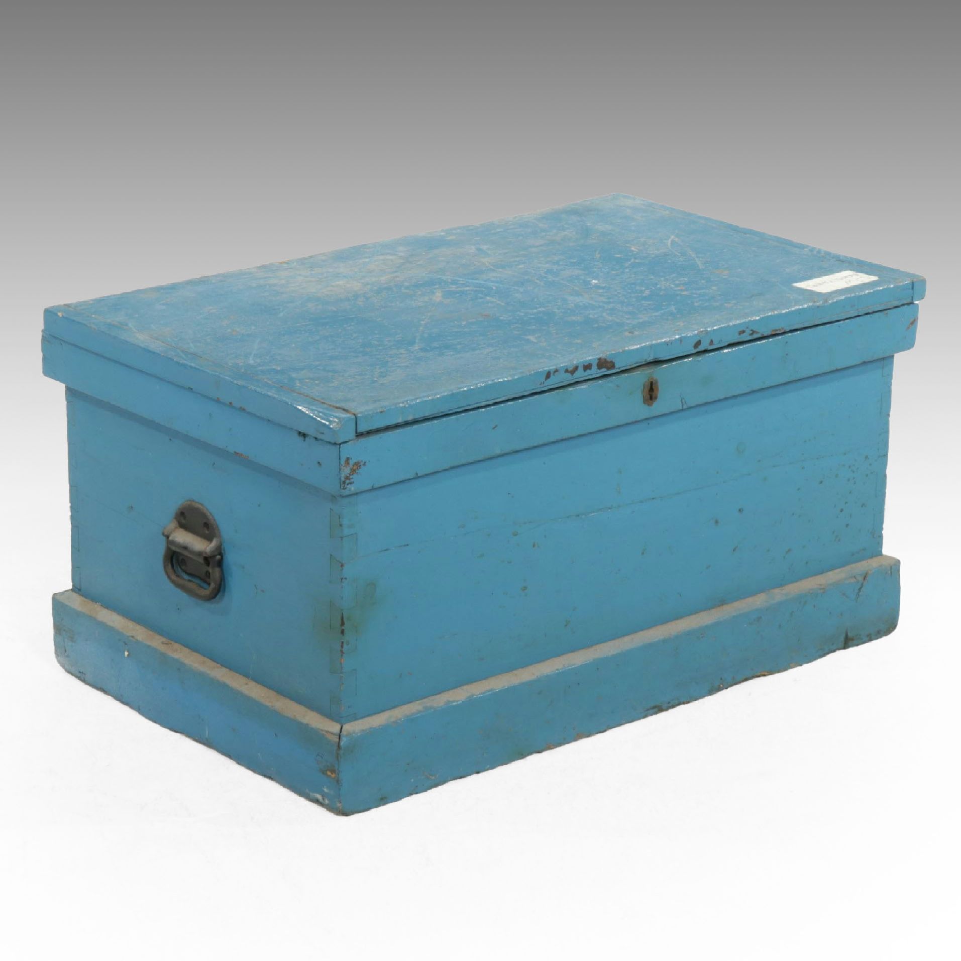 Blue-Painted Foot Locker, Mid-20th Century