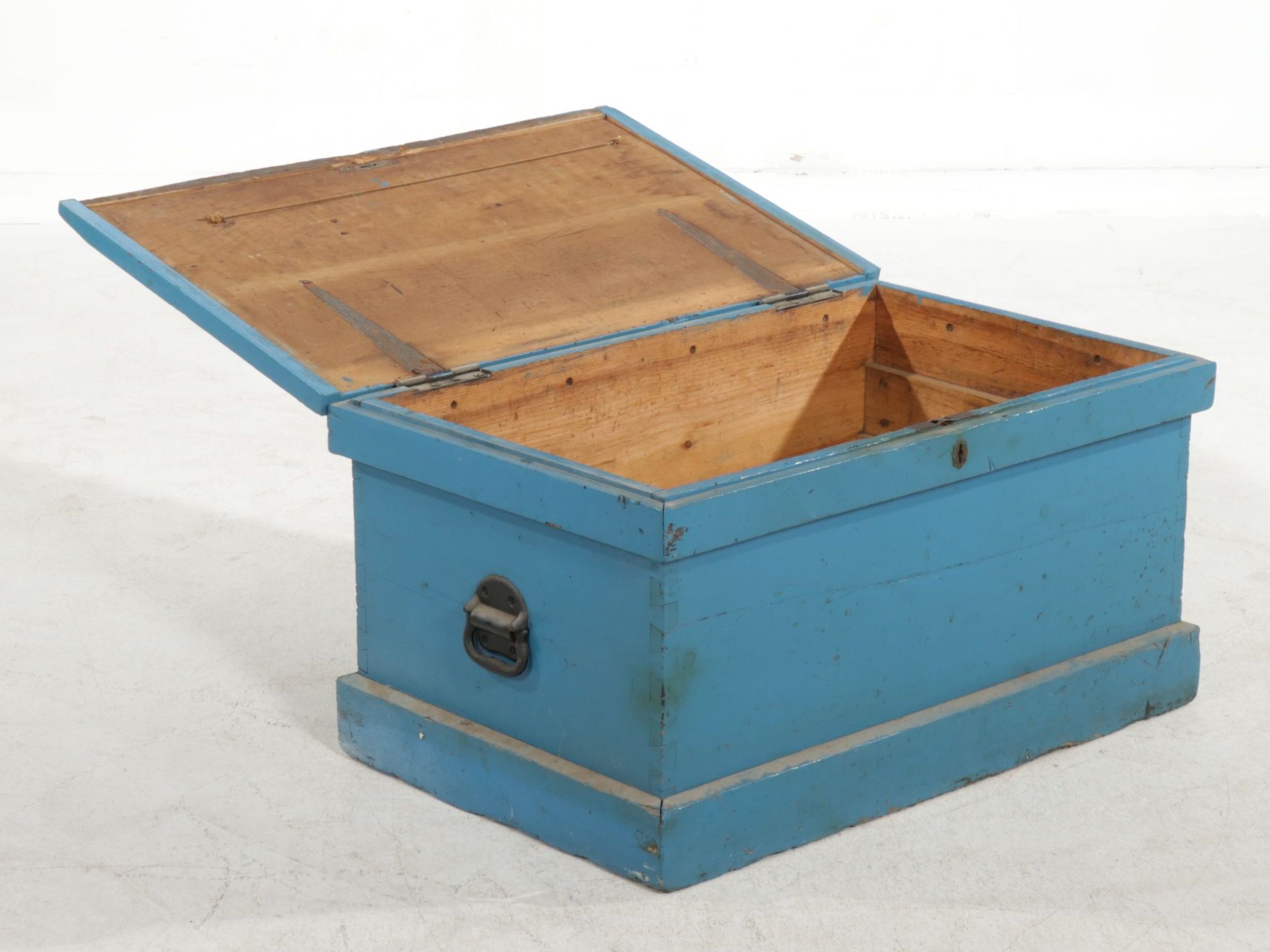 Blue-Painted Foot Locker, Mid-20th Century