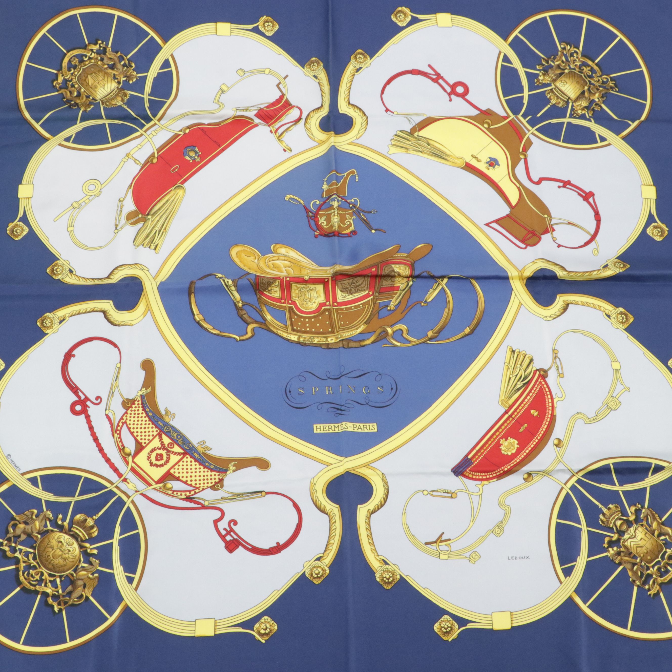 Hermès "Springs" Silk Twill Scarf 90