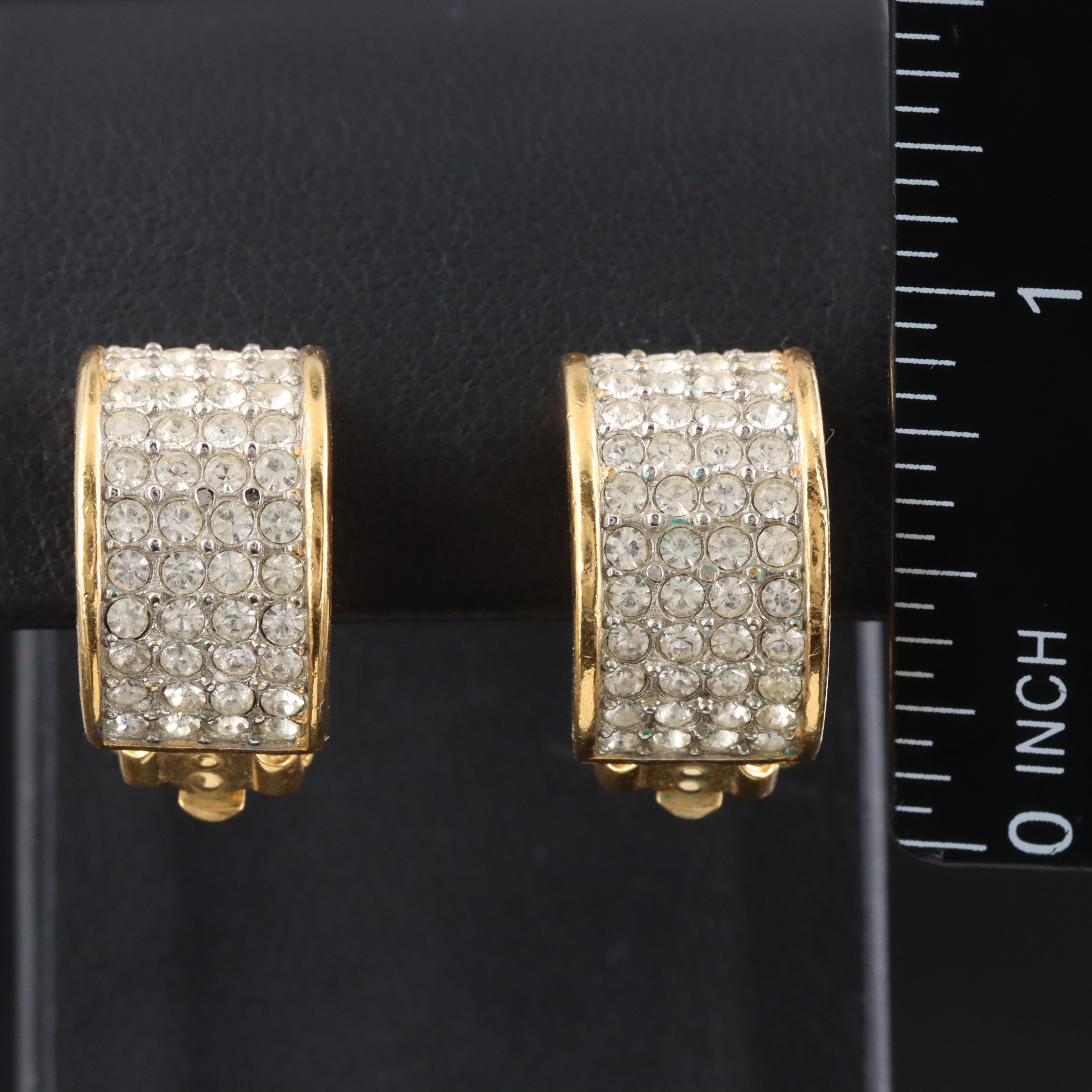 Givenchy Rhinestone Half Hoop Clip Earrings