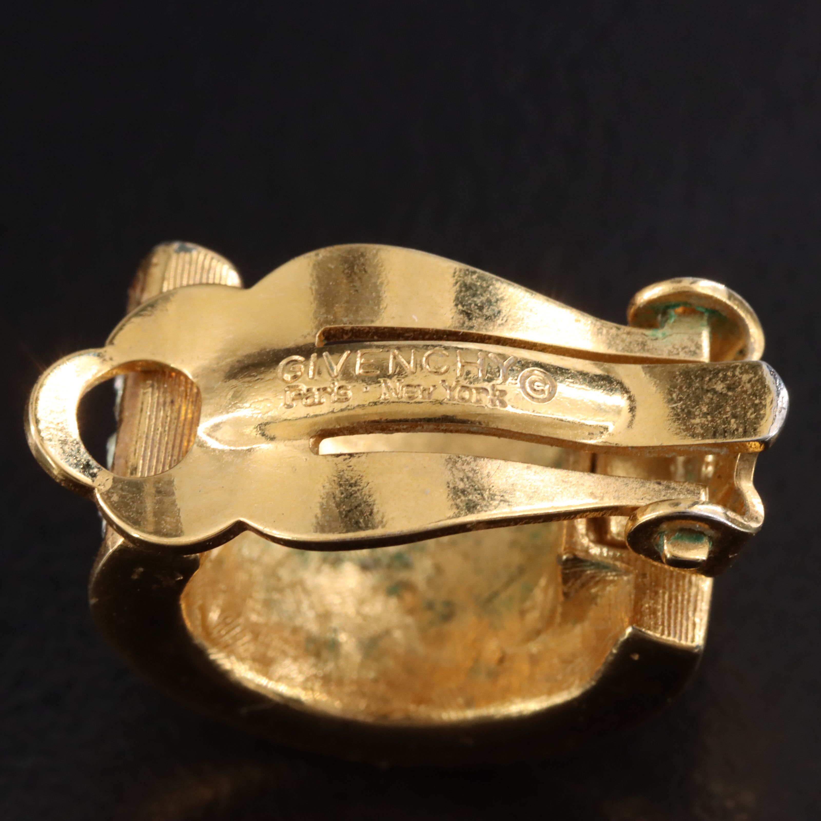 Givenchy Rhinestone Half Hoop Clip Earrings