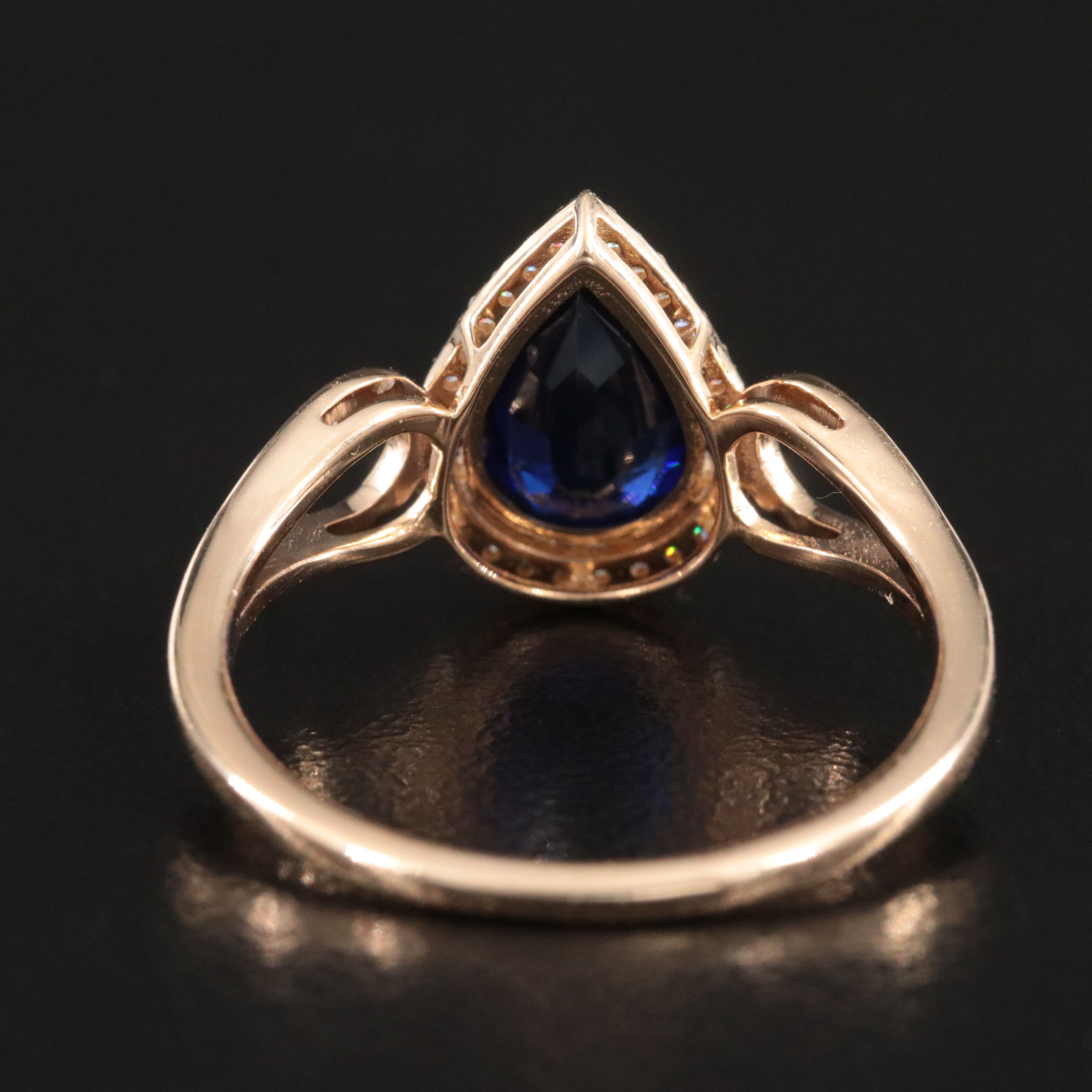 14K 1.52 CT Sapphire and Moissanite Halo Ring