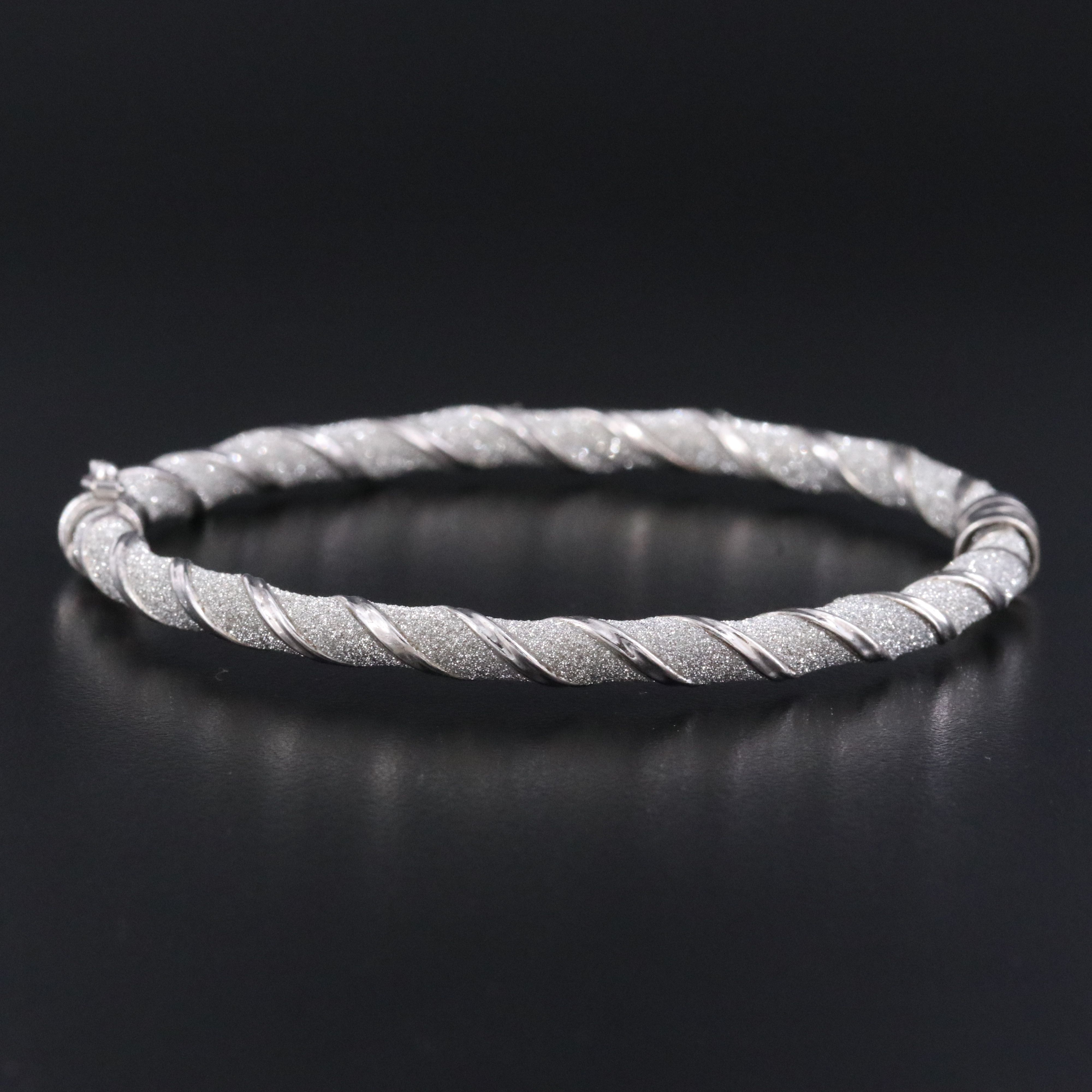 Sterling Twist Bangle Bracelet with Sandblasted Finish