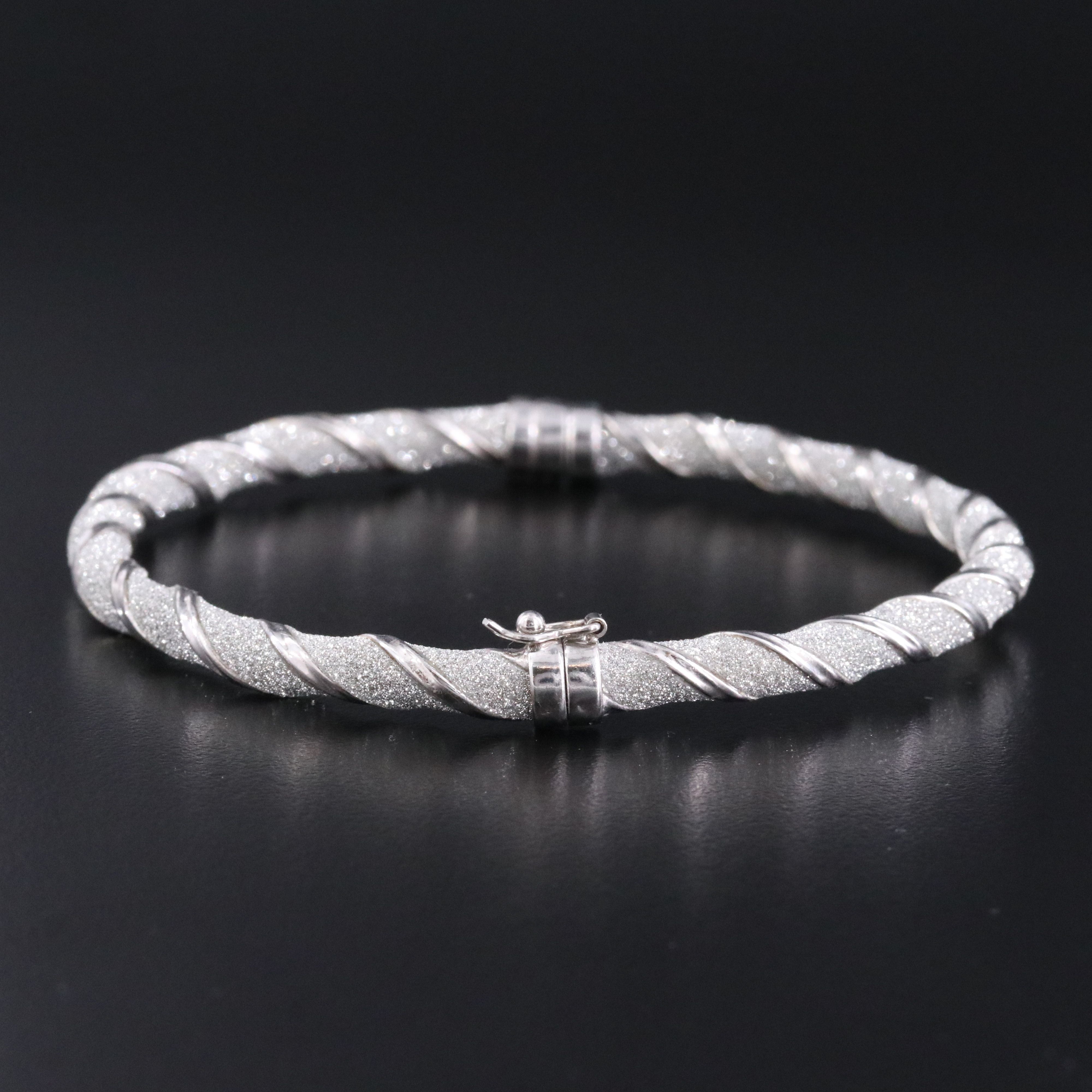 Sterling Twist Bangle Bracelet with Sandblasted Finish