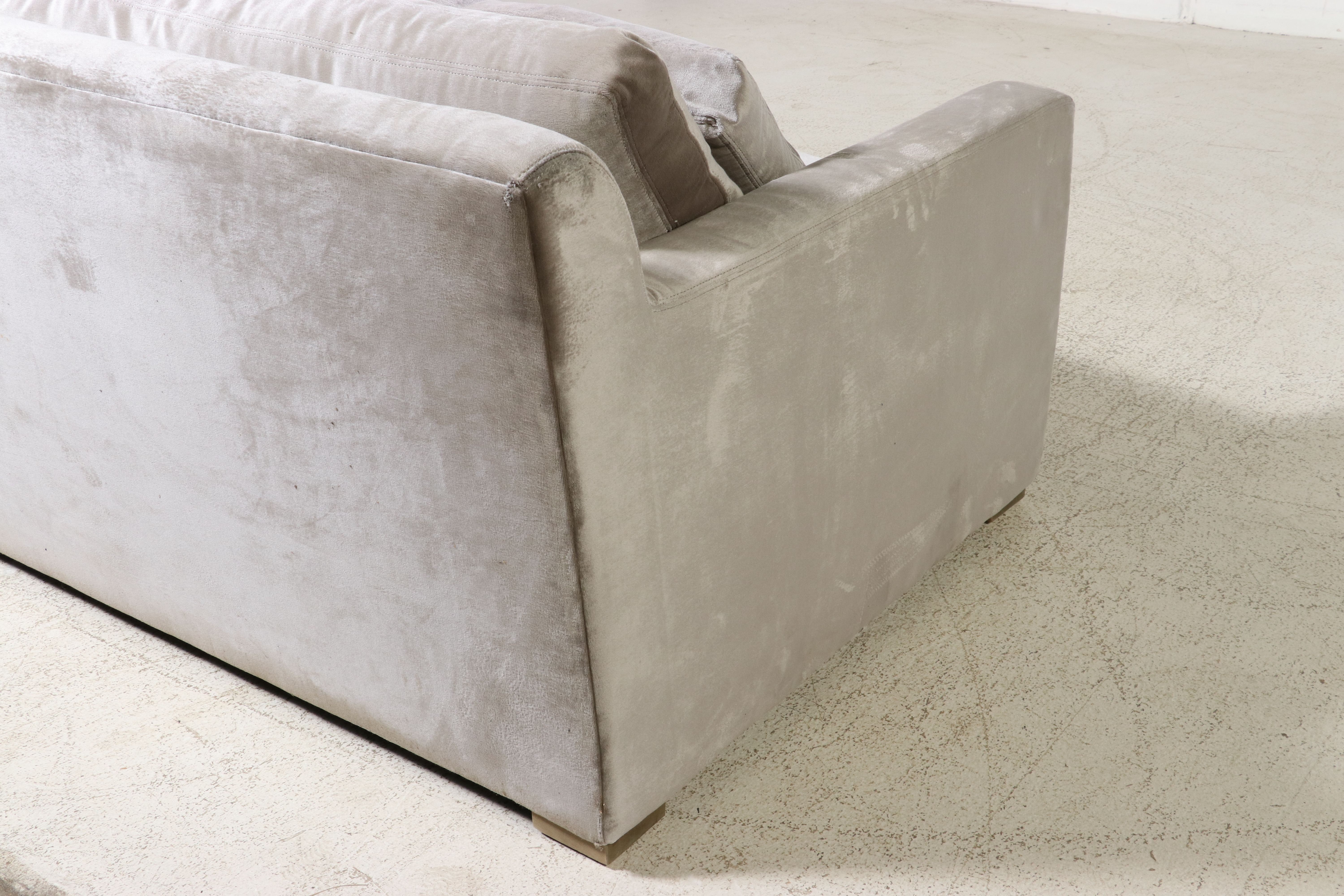 Restoration Hardware "Cloud" Inspired Belgian Track Arm Sofa in Grey Velvet