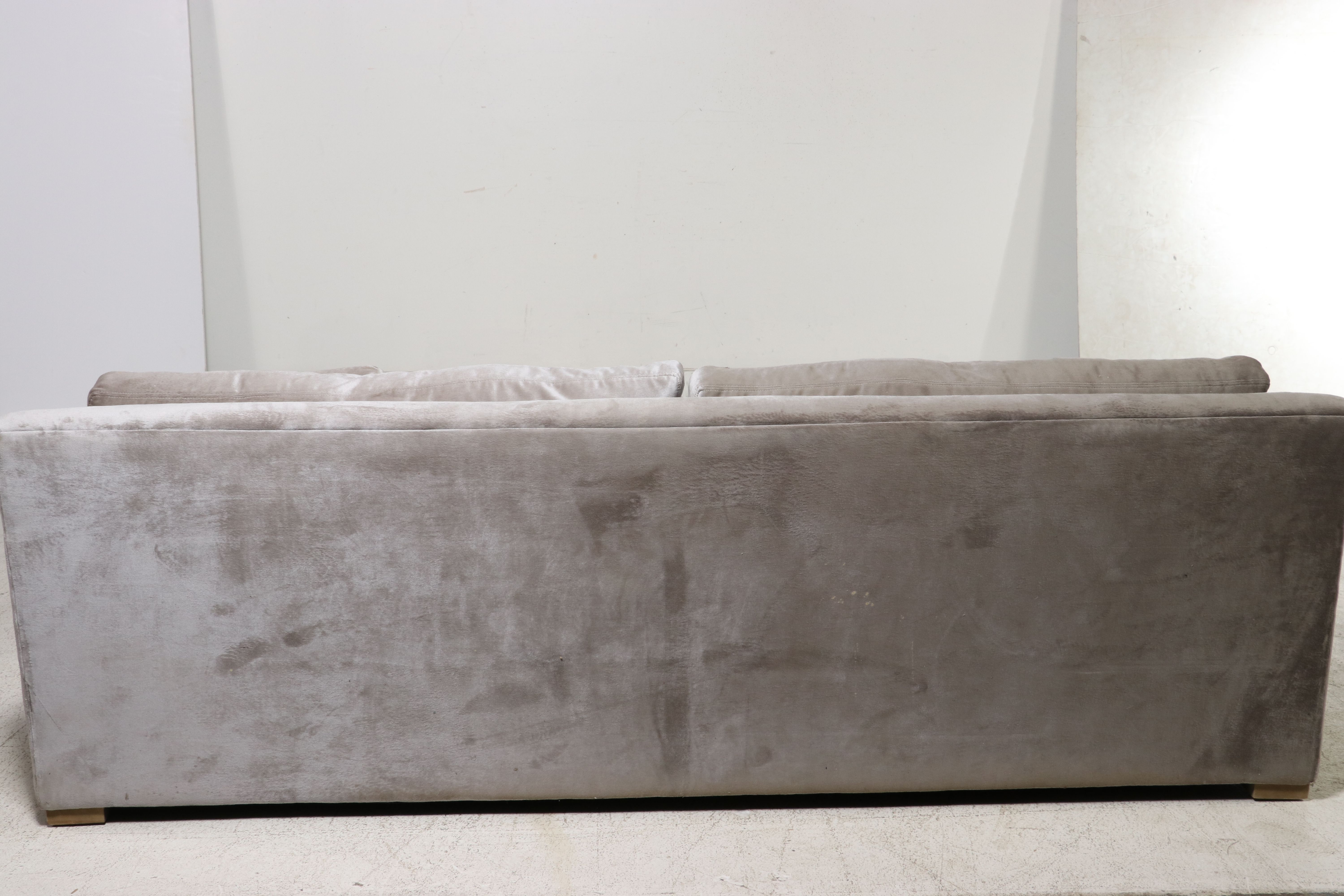 Restoration Hardware "Cloud" Inspired Belgian Track Arm Sofa in Grey Velvet