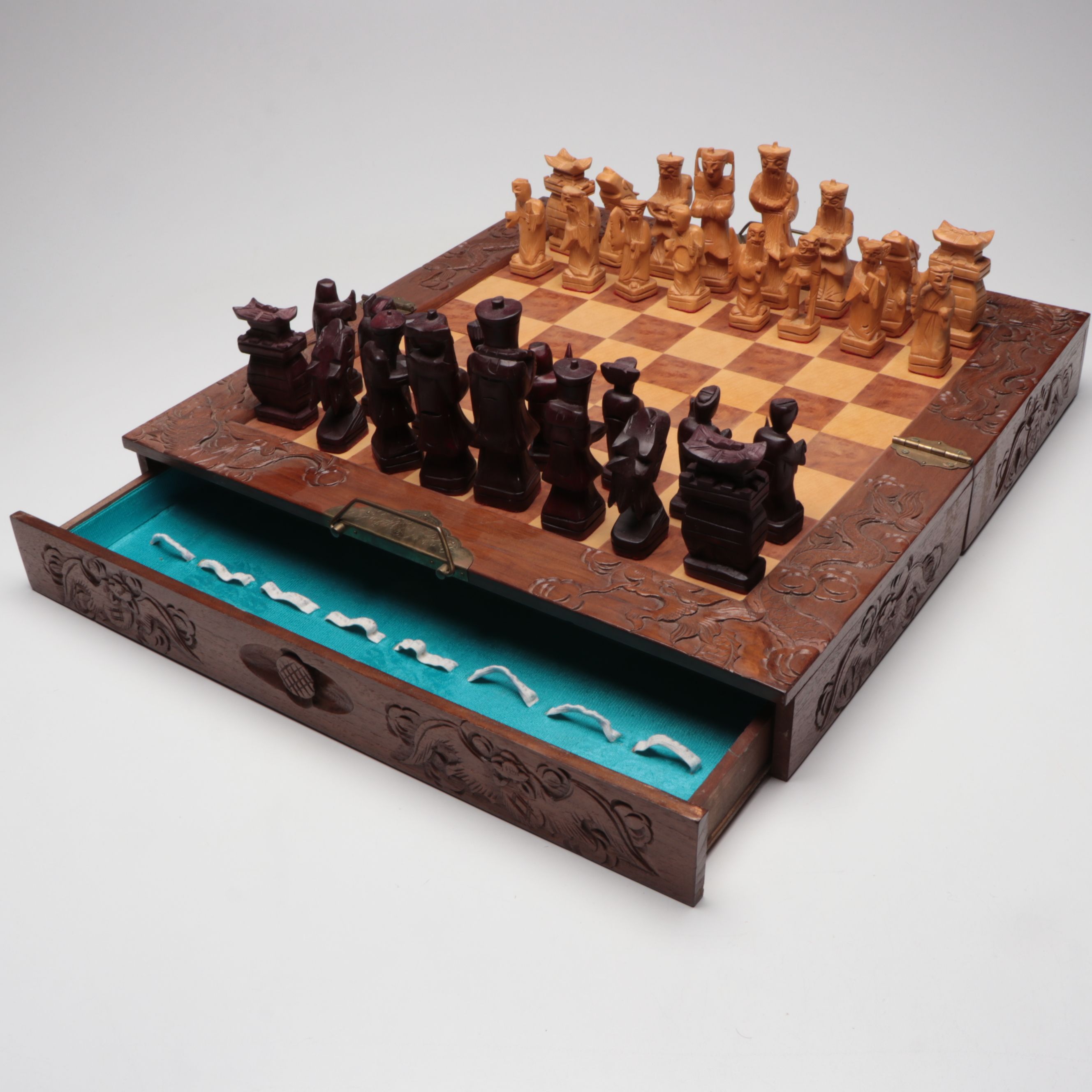 Folding Wooden Chess Board with Scrabble, Monopoly, and More Board Games