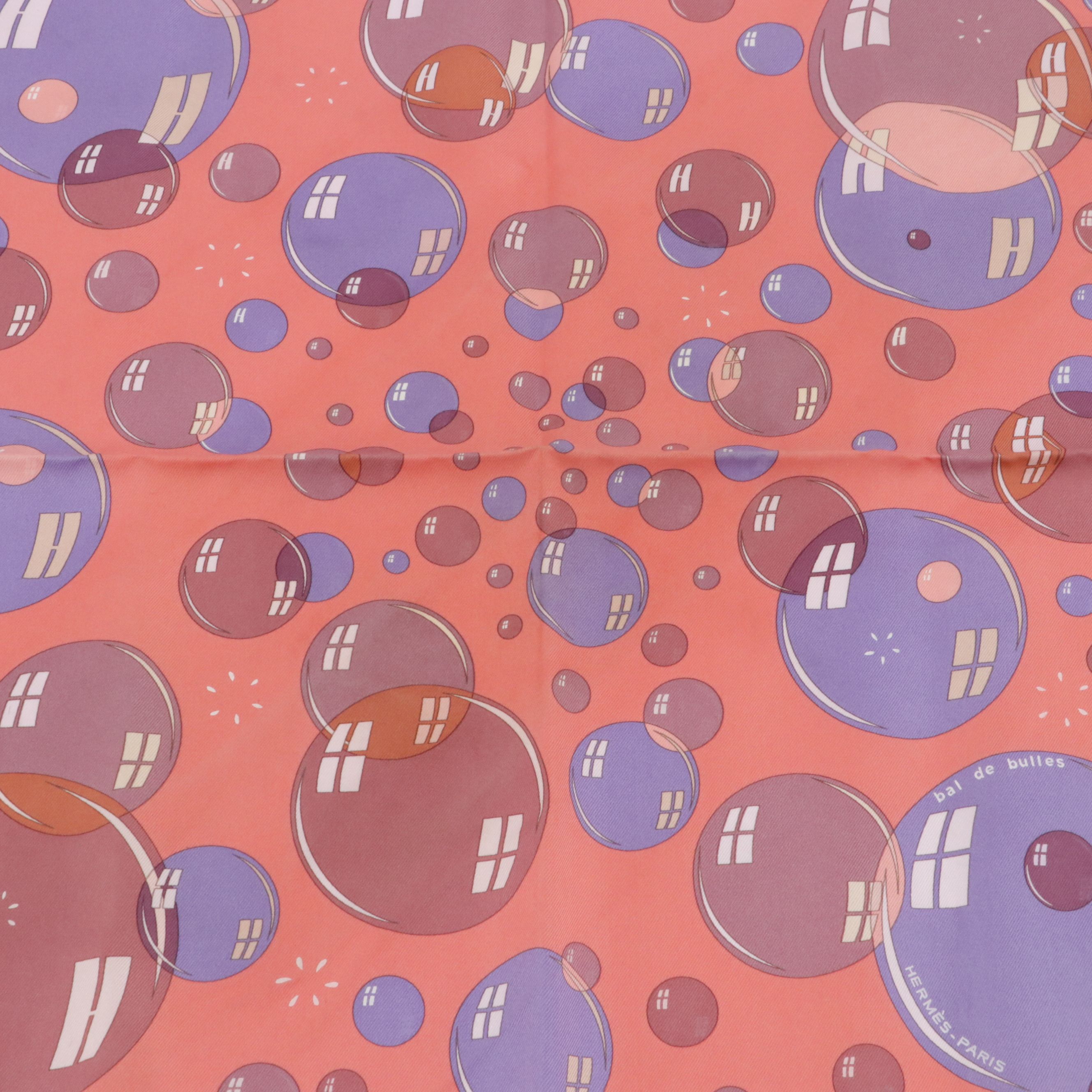 Hermès "Bal de Bulles" Silk Twill Pocket Square 45
