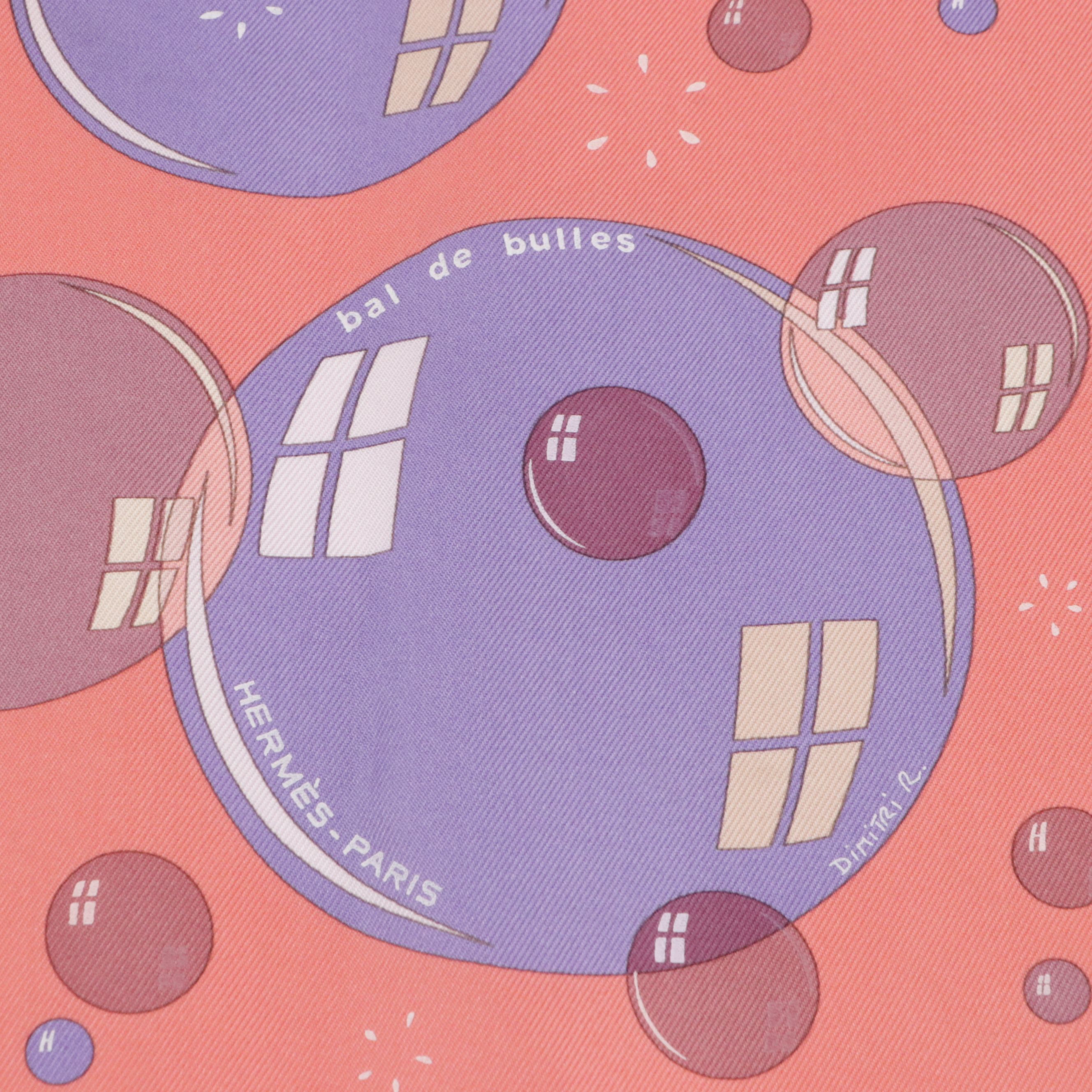 Hermès "Bal de Bulles" Silk Twill Pocket Square 45