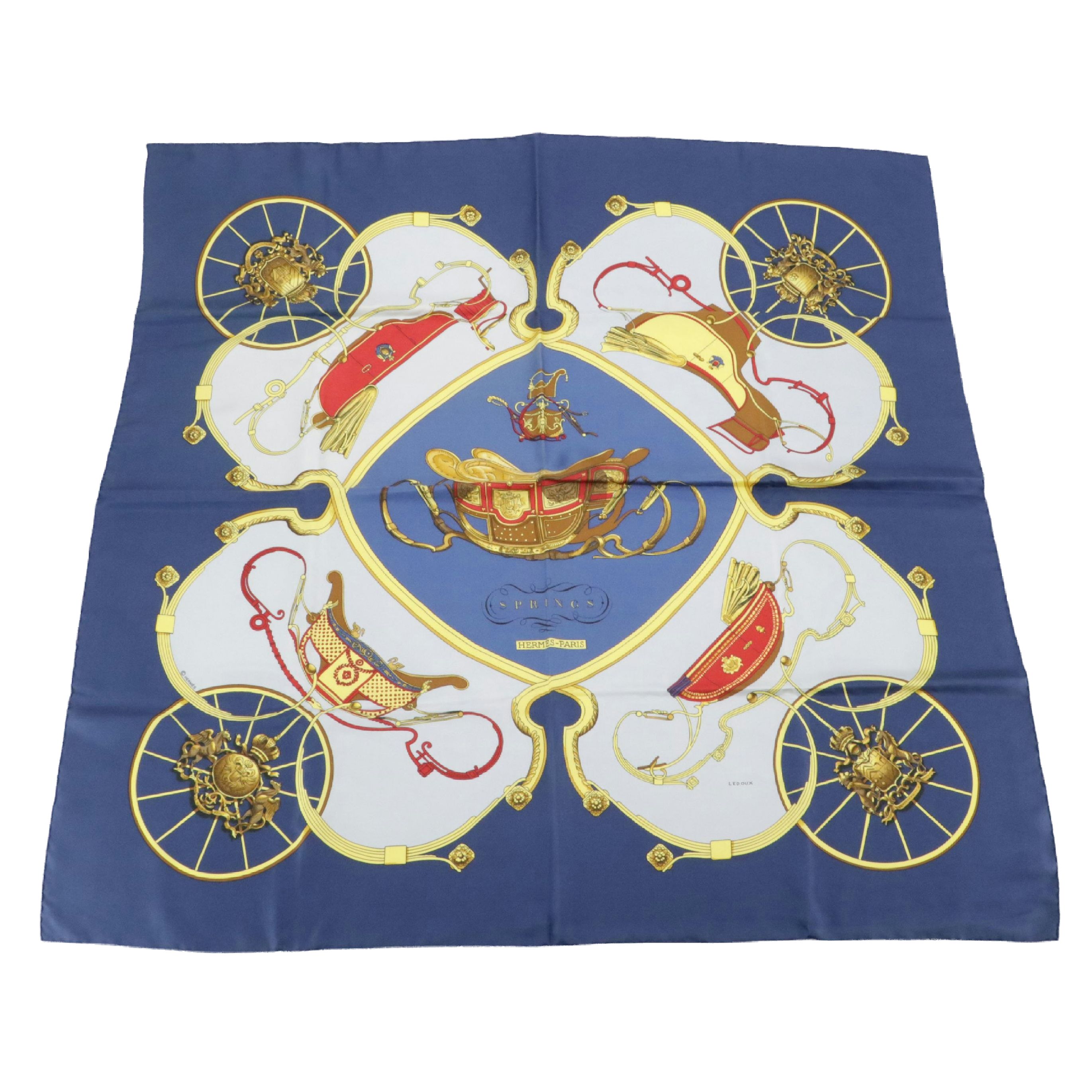 Hermès "Springs" Silk Twill Scarf 90