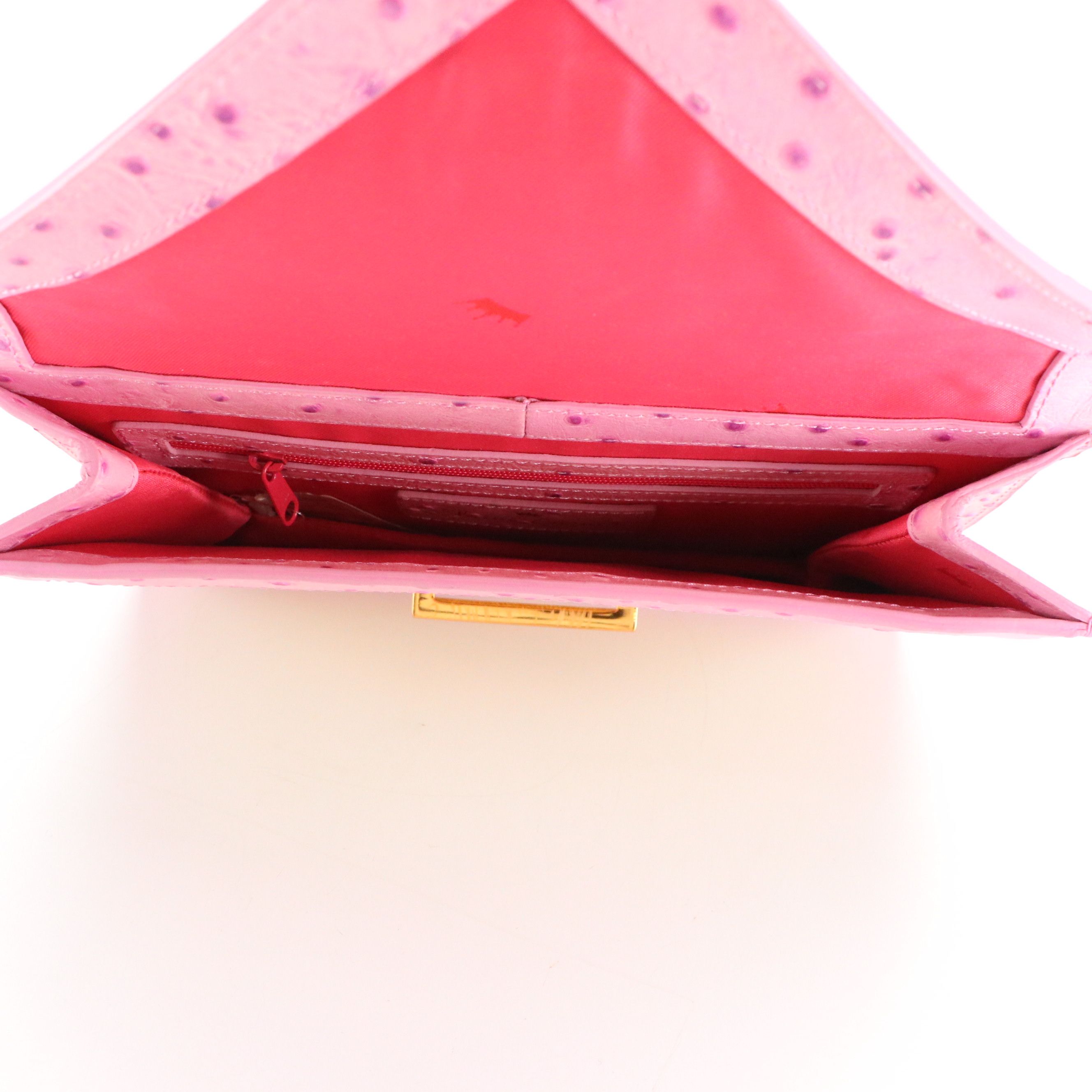 Elaine Turner Straw Envelope Clutch with Dyed Ostrich Leather Trim