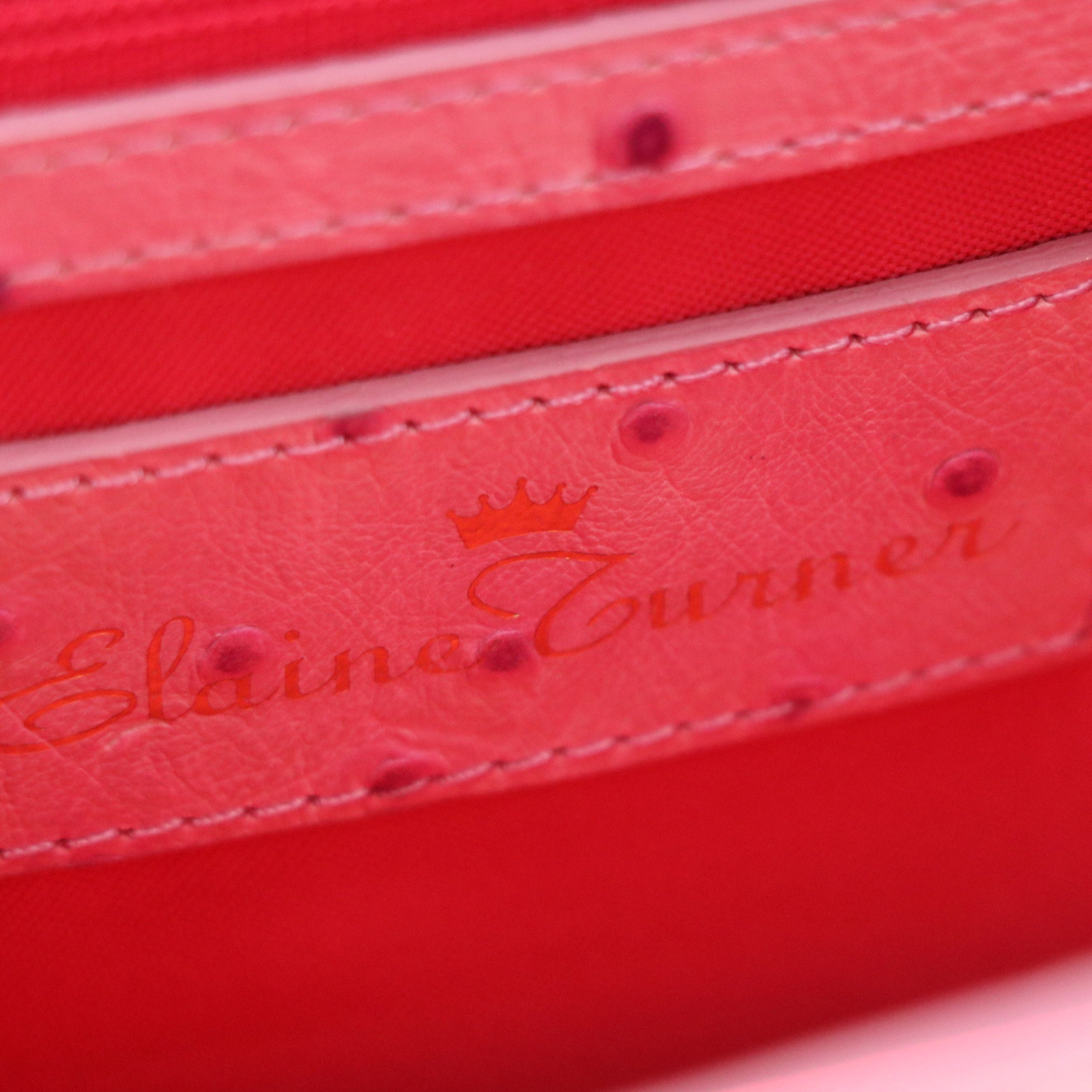 Elaine Turner Straw Envelope Clutch with Dyed Ostrich Leather Trim