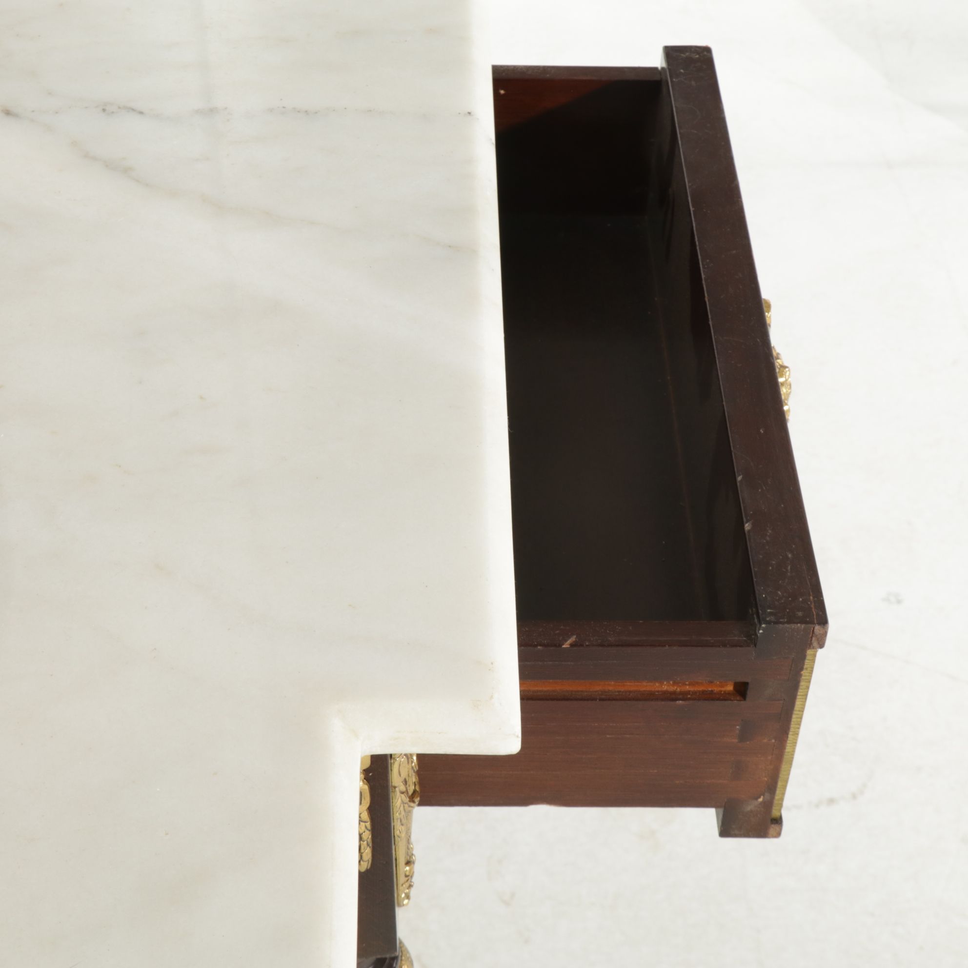 Spanish Louis XVI Style Marble Top Pier Table and Wall Mirror