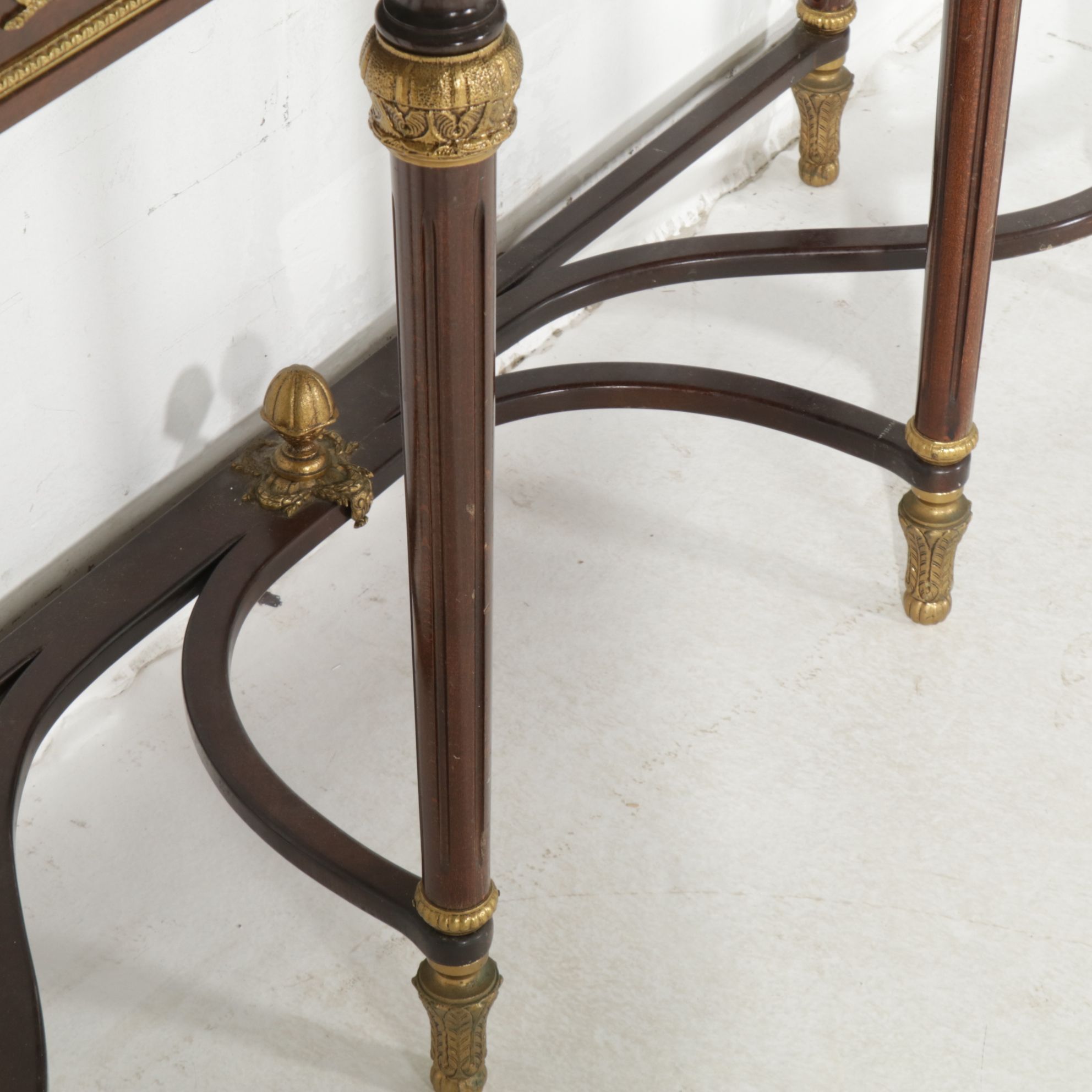 Spanish Louis XVI Style Marble Top Pier Table and Wall Mirror