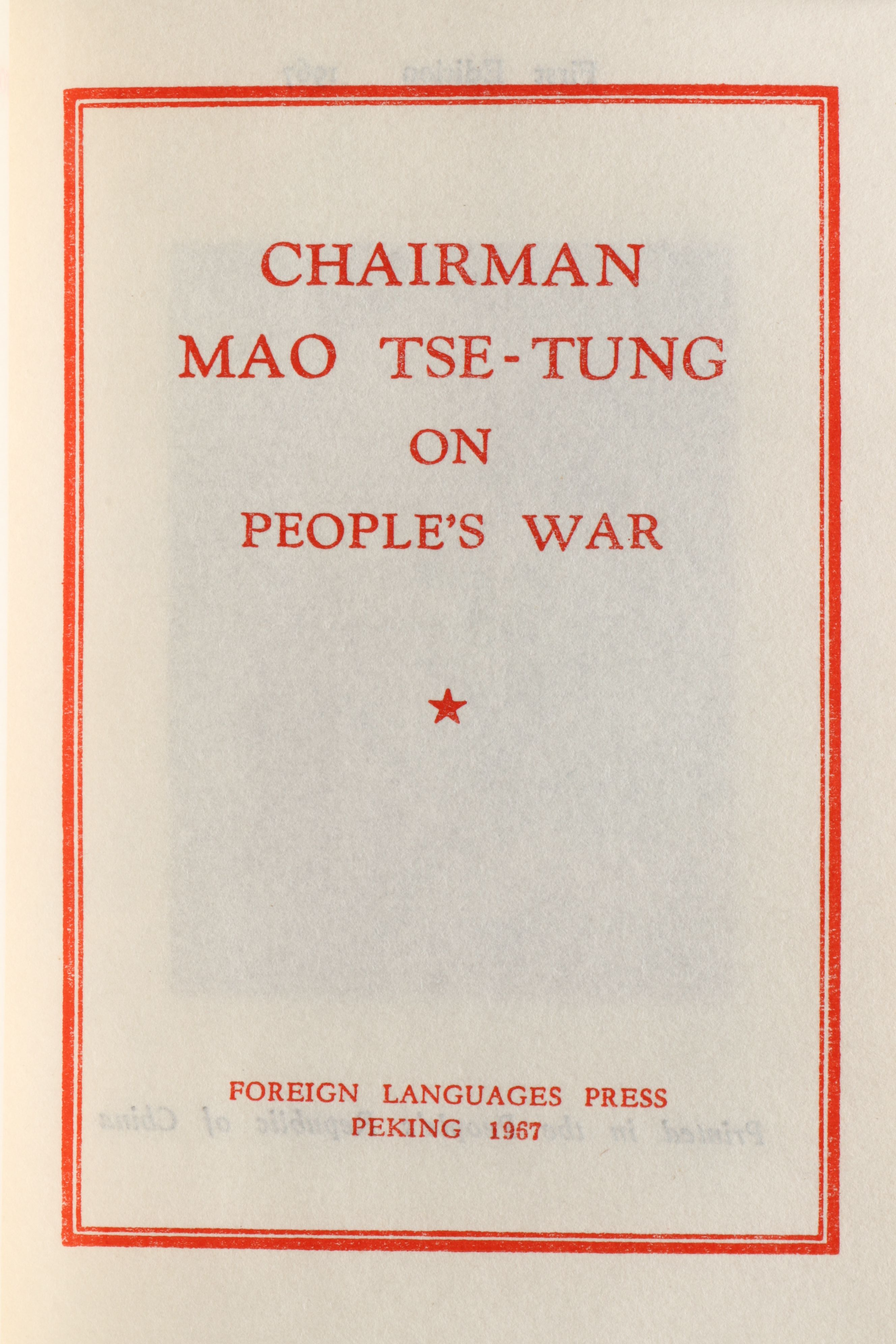 First and Vest-Pocket Edition "Chairman Mao Tse-tung on People's War," 1967