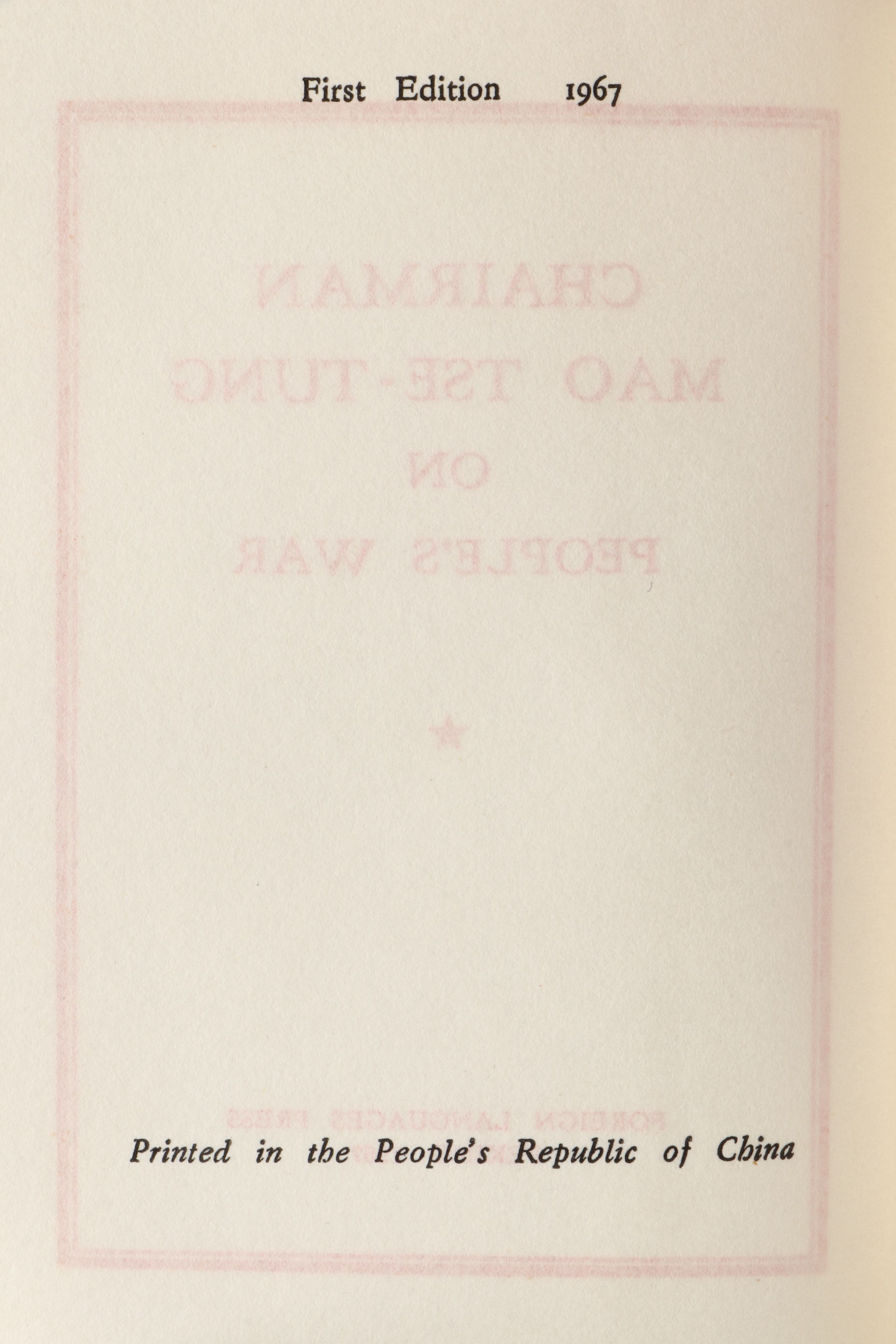 First and Vest-Pocket Edition "Chairman Mao Tse-tung on People's War," 1967