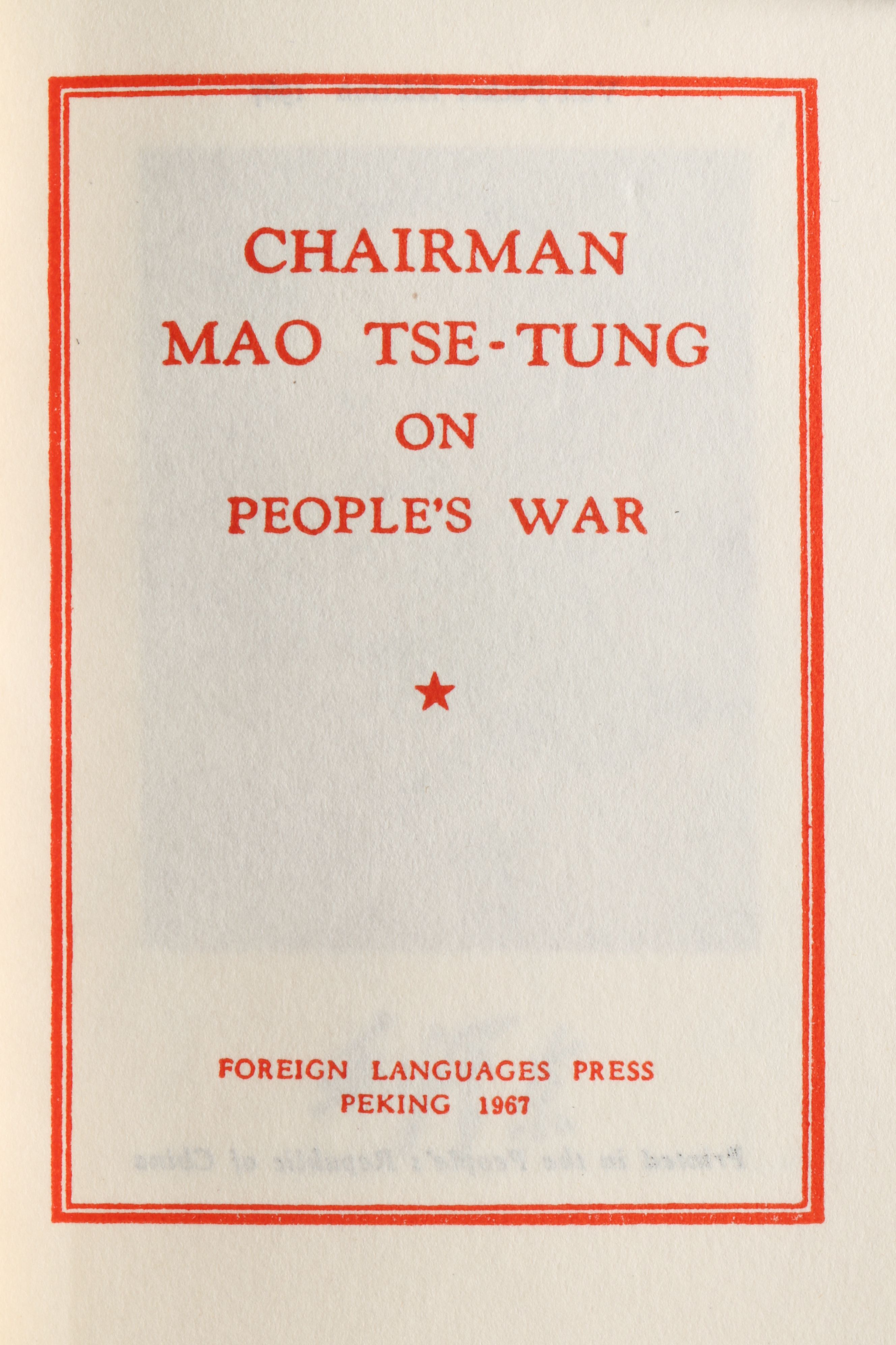 First and Vest-Pocket Edition "Chairman Mao Tse-tung on People's War," 1967