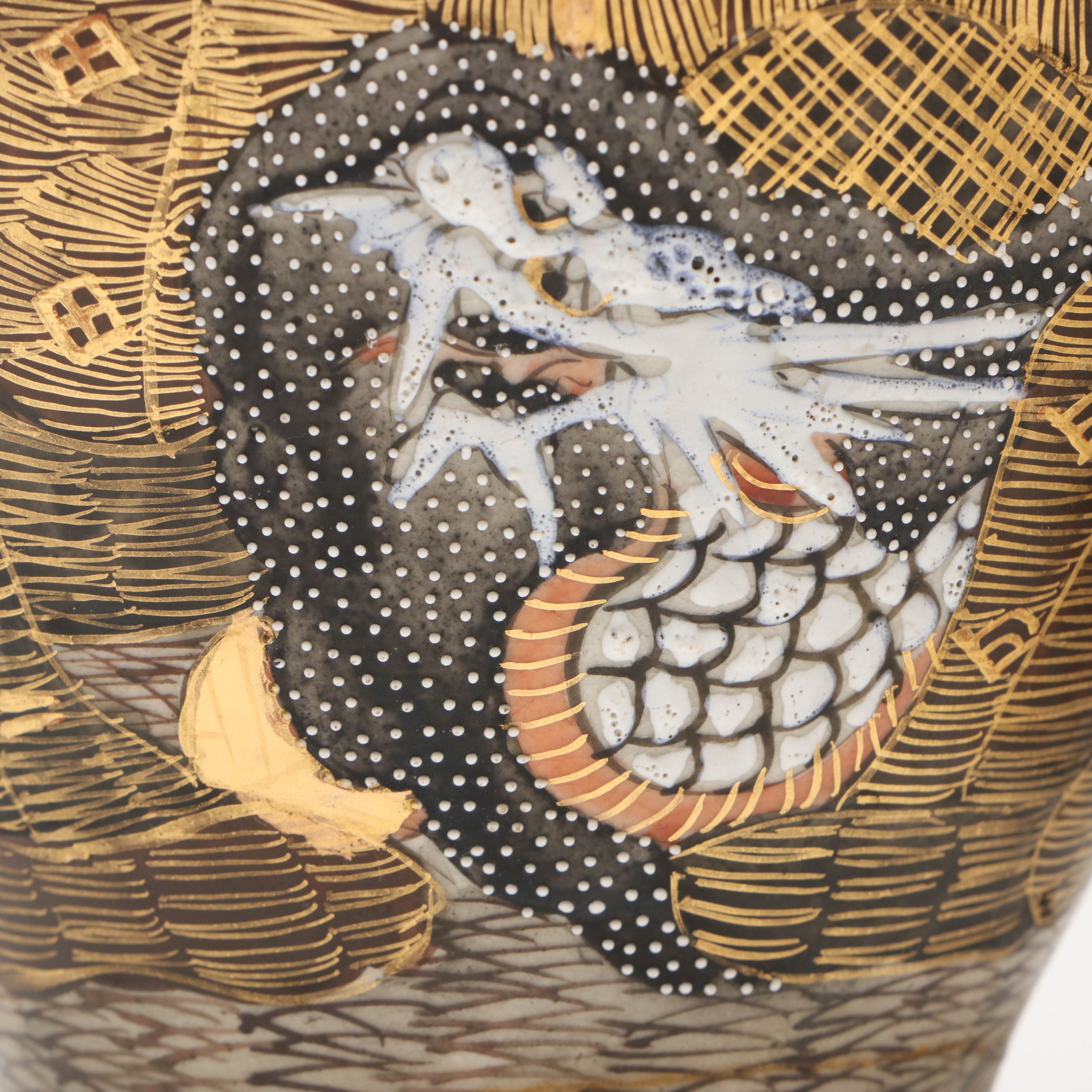 Japanese Satsuma Moriage Porcelain Vases