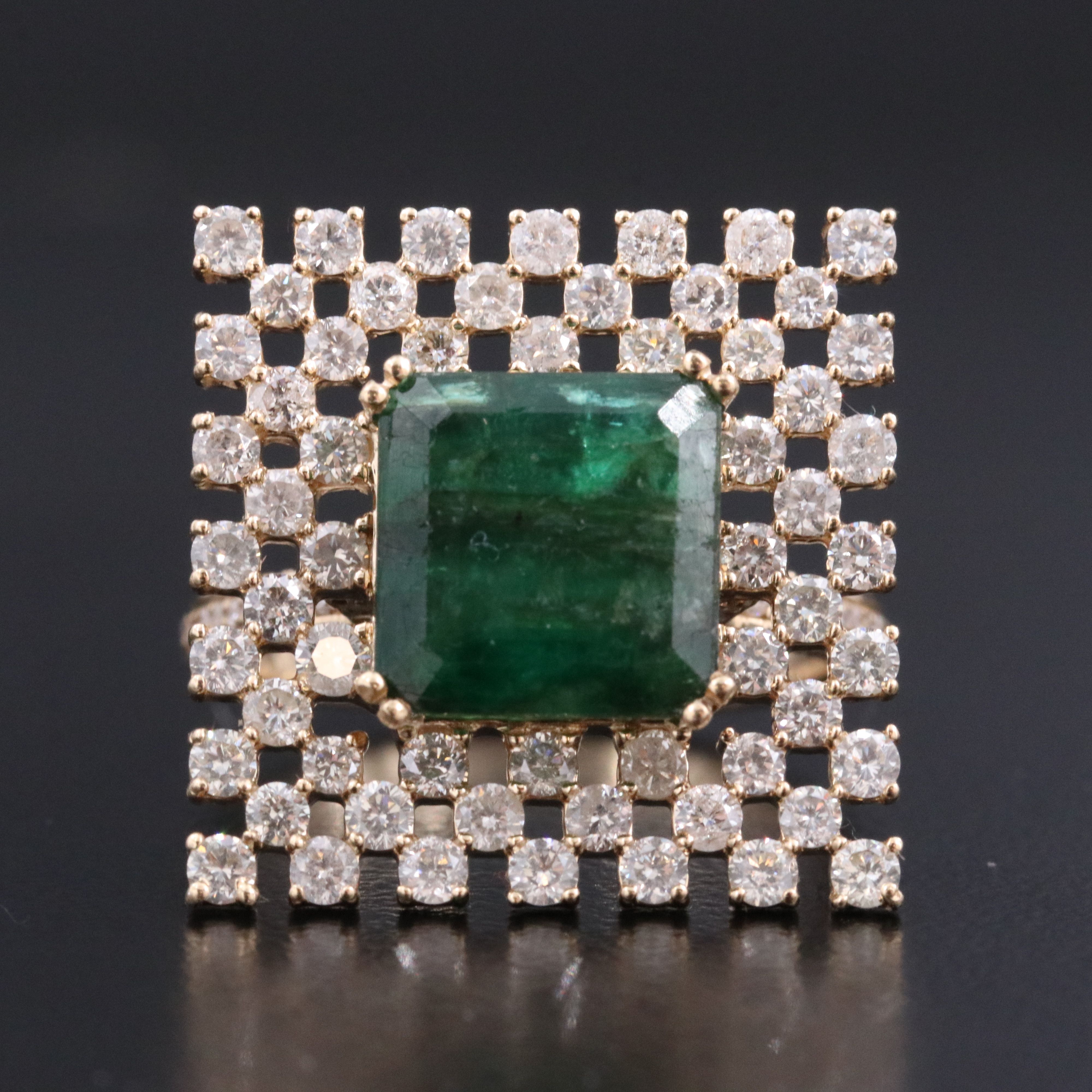 14K 4.42 CT Emerald and 1.92 CTW Diamond Ring