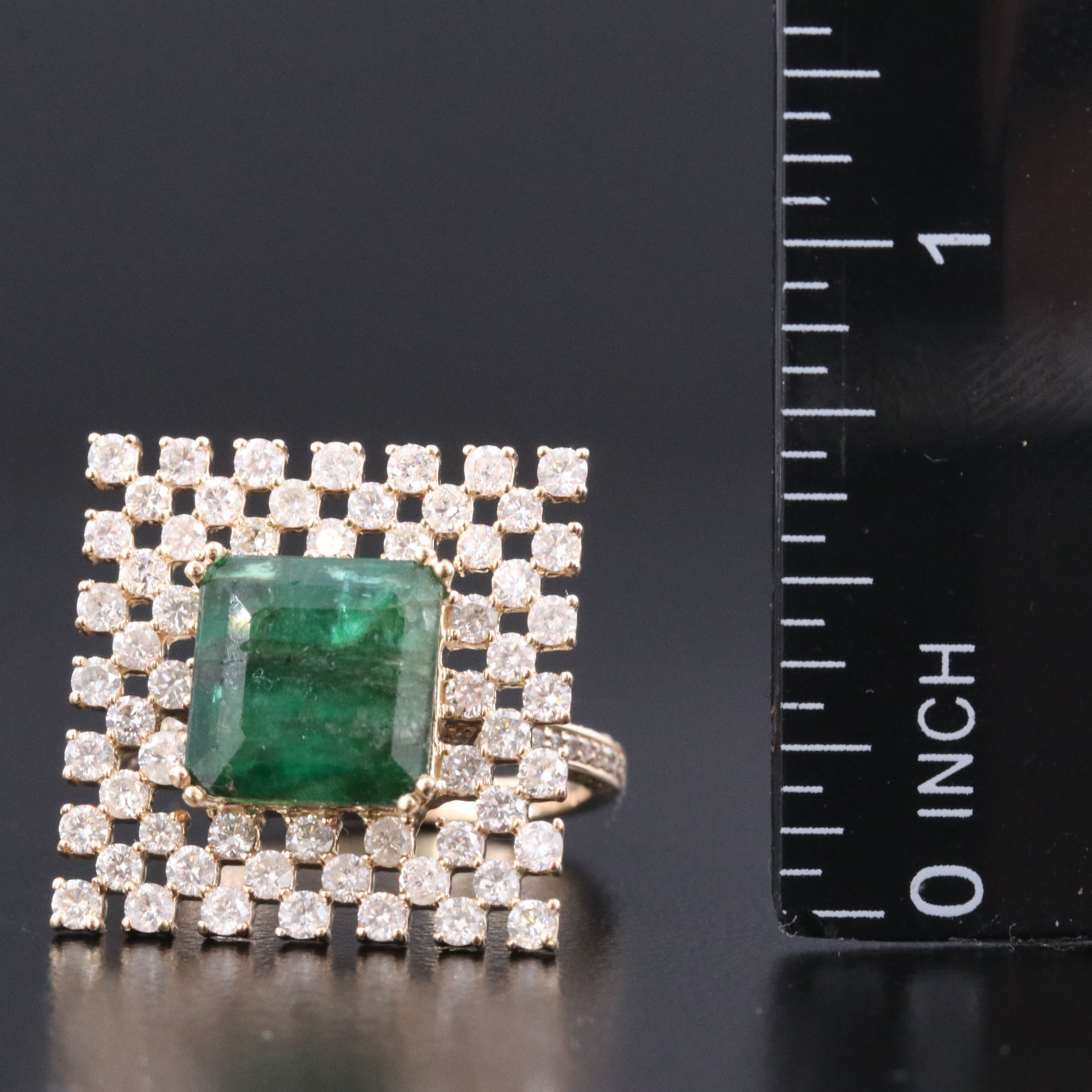 14K 4.42 CT Emerald and 1.92 CTW Diamond Ring