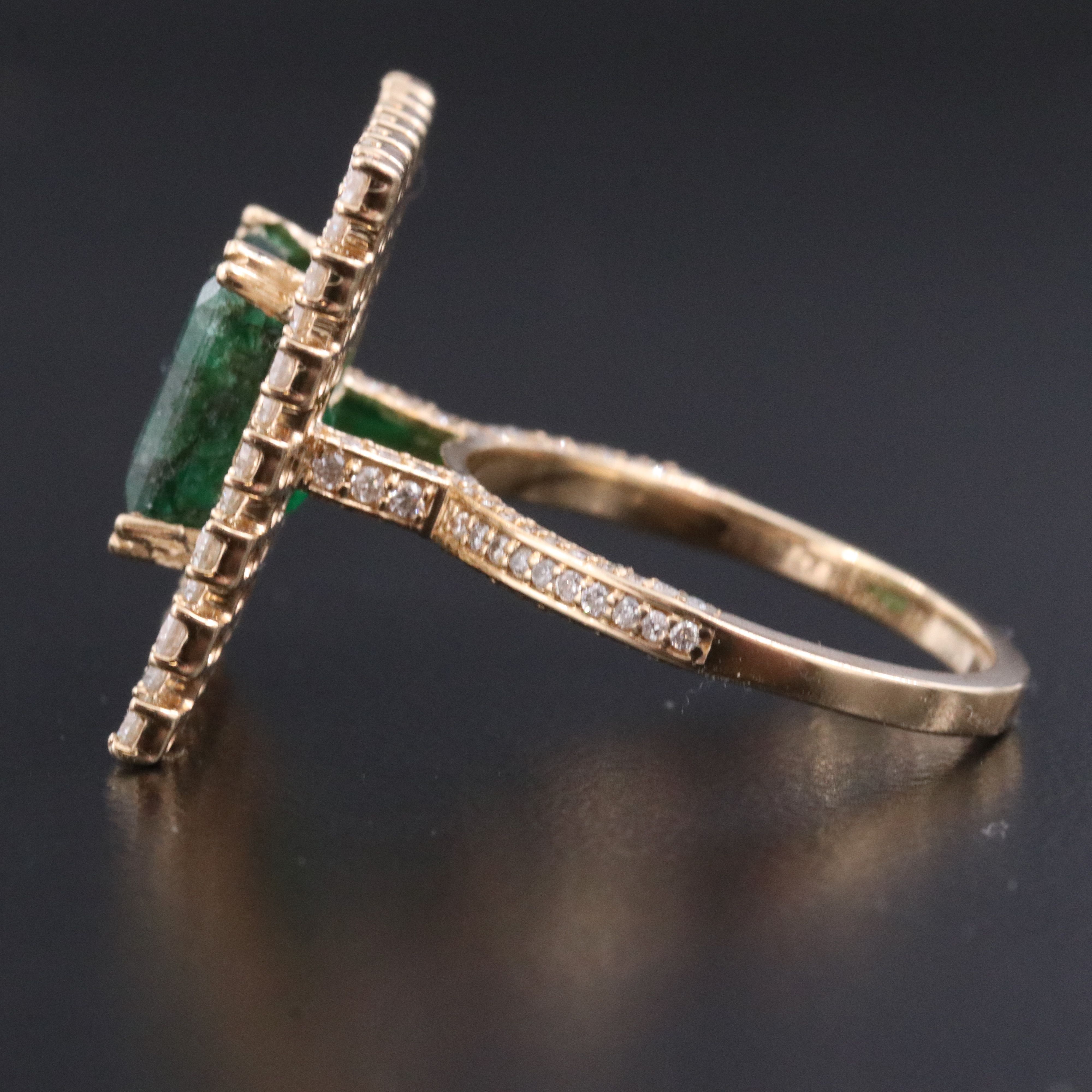 14K 4.42 CT Emerald and 1.92 CTW Diamond Ring