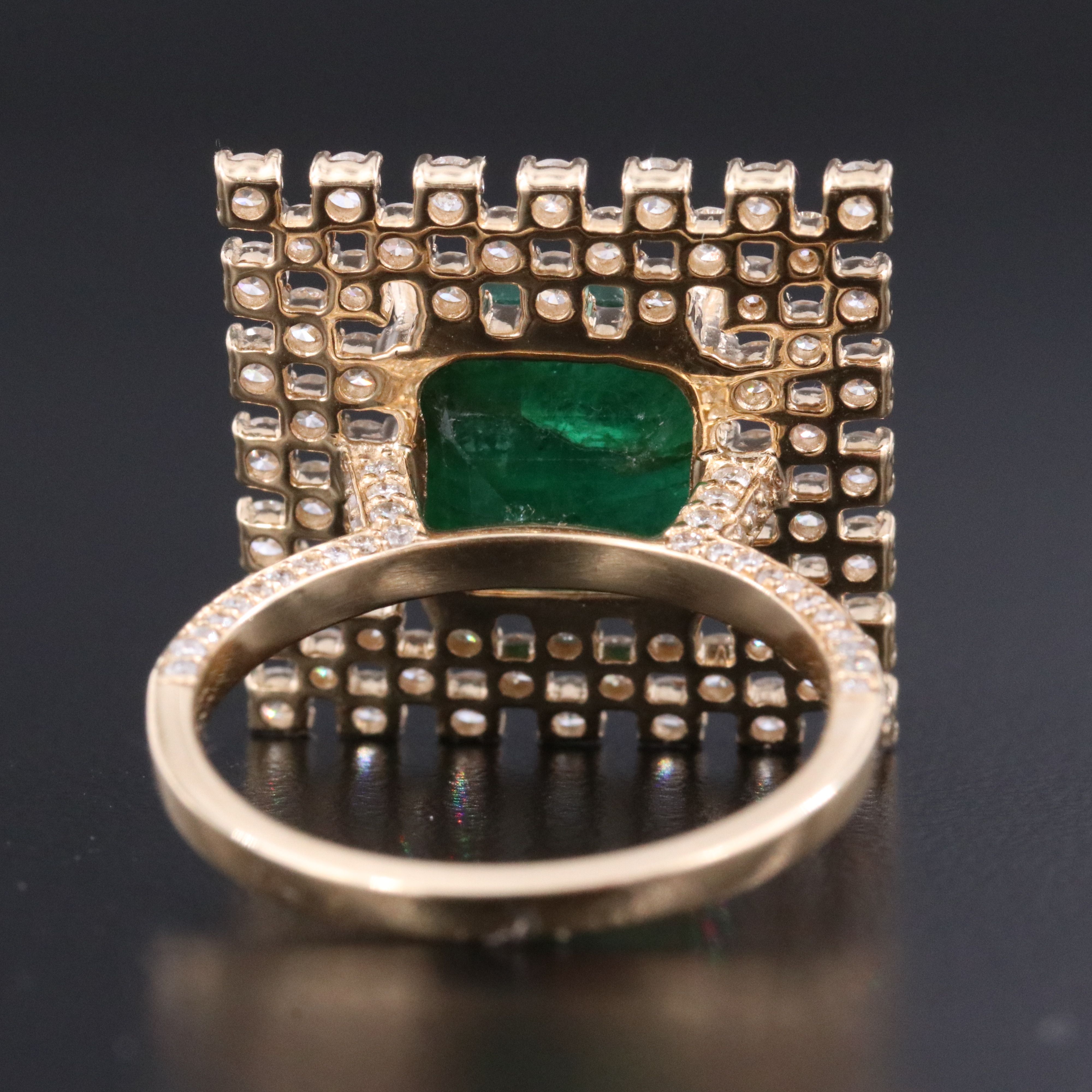14K 4.42 CT Emerald and 1.92 CTW Diamond Ring