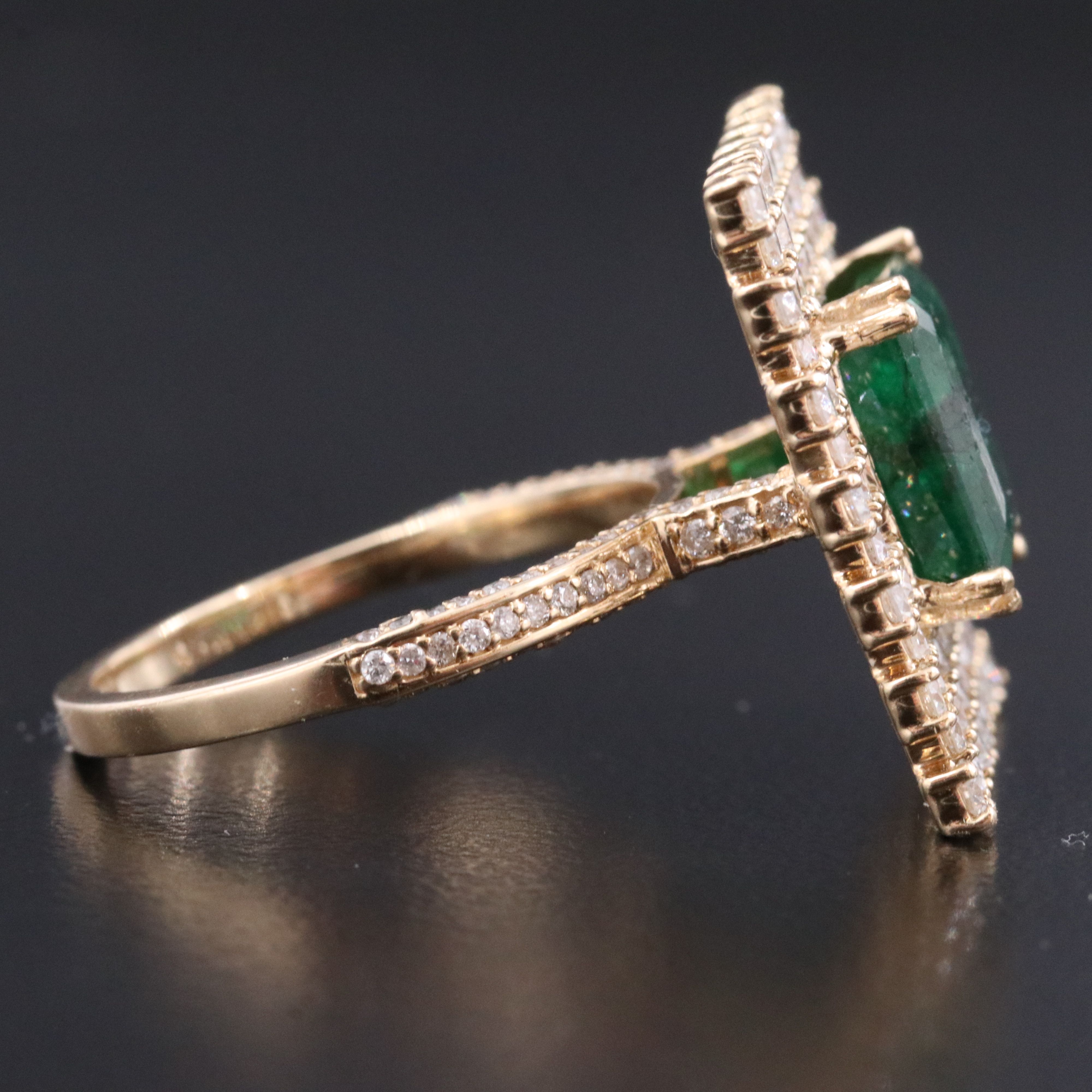 14K 4.42 CT Emerald and 1.92 CTW Diamond Ring